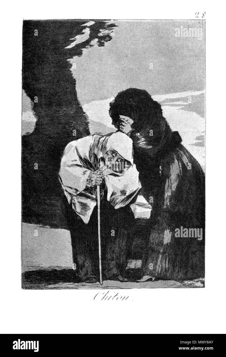 . Los Caprichos est un ensemble de 80 gravures aquatintes créé par Francisco Goya pour publication en 1799. . 1799. Francisco Goya (1746-1828) Noms alternatifs Francisco Goya Lucientes, Francisco de Goya y Lucientes, Francisco José Goya Lucientes Description l'espagnol, peintre, graveur, lithographe, graveur et aquafortiste Date de naissance/décès 30 Mars 1746 16 avril 1828 Lieu de naissance/décès Fuendetodos Bordeaux lieu de travail Madrid, Saragosse, Bordeaux contrôle d'autorité : Q5432 : VIAF ?54343141 ISNI : ?0000 0001 2280 1608 ULAN : ?500118936 RCAC : ?n79003363 NLA : ?36545788 - Caprichos de Goya WorldCat (28 Banque D'Images