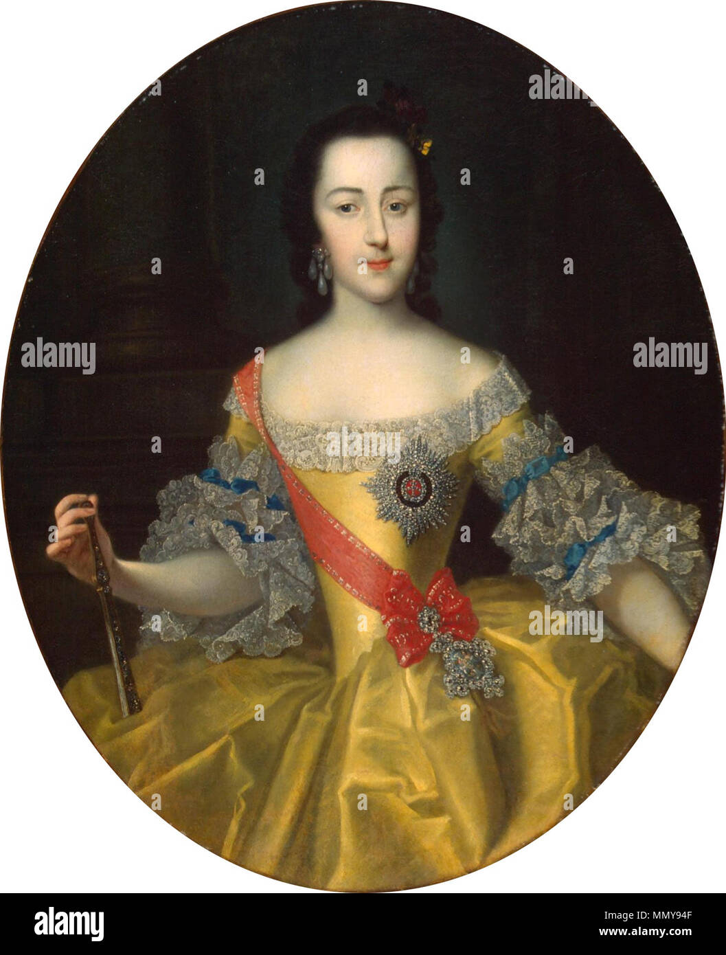 . L'avenir Catherine II de Russie, a appelé le Grand Portrait de la Grande duchesse Elisabeth Aleksejevna 16 ans. 1745. La grande-duchesse Catherine Alexeïevna par G.C.Grooth (1745) Hermitage, cropped Banque D'Images