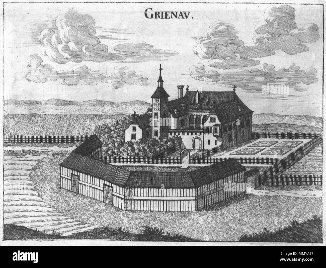 . Anglais : gravure, vue du château de Grünau, Haute Autriche Deutsch : Kupferstich, Ansicht von Grünau Hotel . 1674. Georg Matthäus Vischer (1628-1696) Noms alternatifs Georg Mathias Vischer cartographe et graveur autrichien Description Date de naissance/décès 22 Avril 1628 13 décembre 1696 Lieu de naissance/décès Wenns (Tirol, Tyrol du Sud) Linz contrôle d'autorité : Q86223 : VIAF ?2771891 ?ISNI : 0000 0000 6659 9395 ULAN : ?500091493 NLA : ?35852058 GND : ?118768646 Gruenau Vischer Banque D'Images