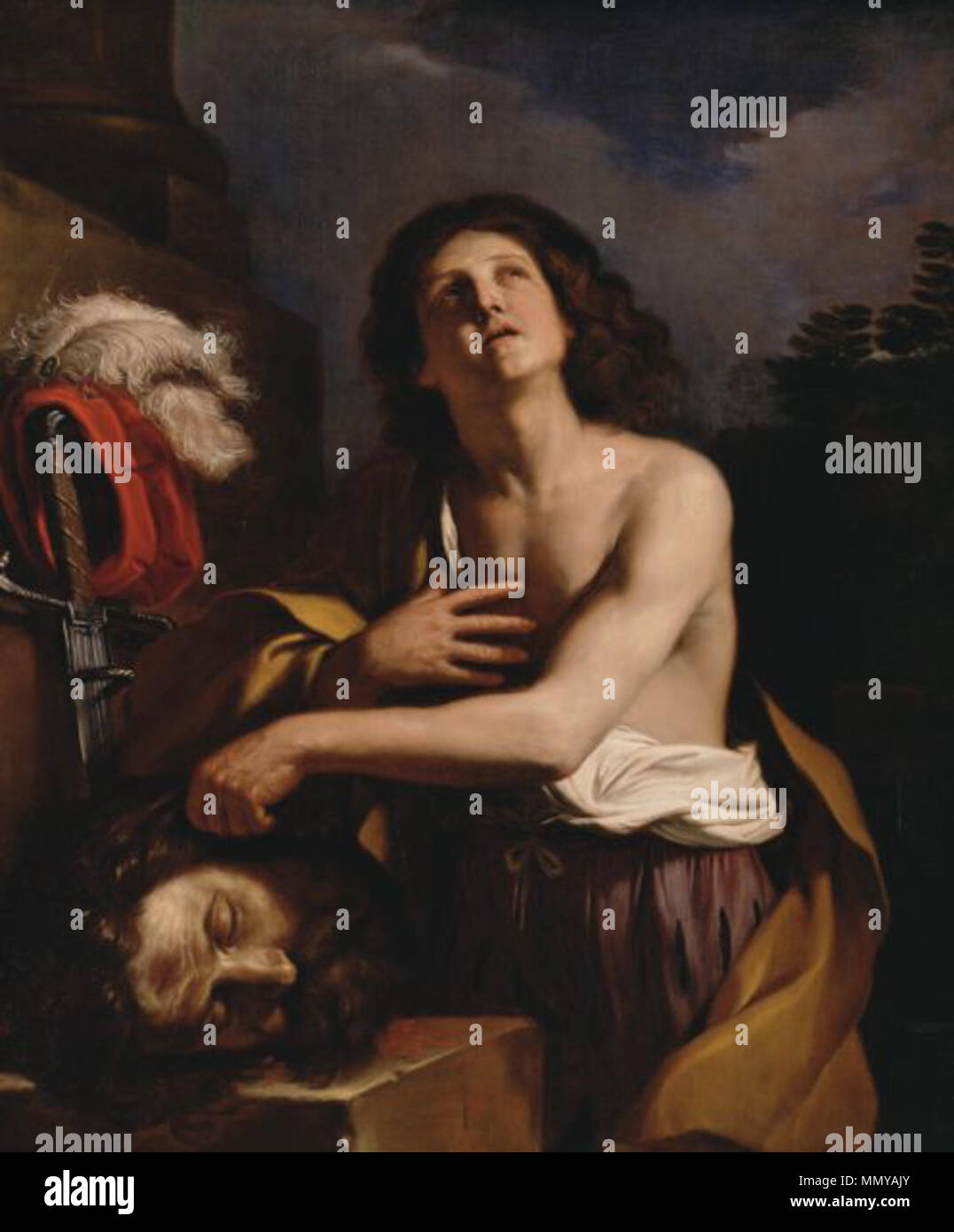 David avec la tête de Goliath. circa 1650. Guercino David avec la tête de Goliath Banque D'Images