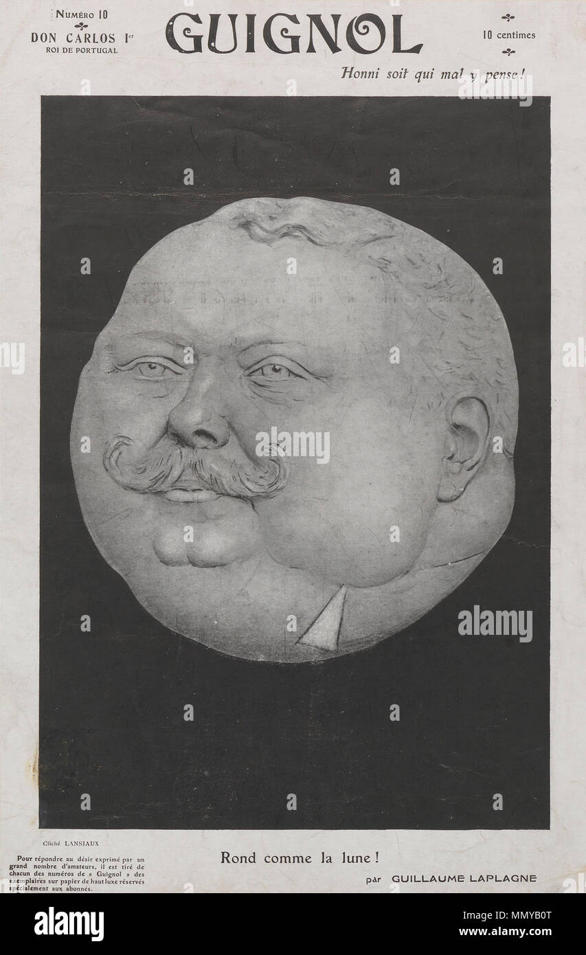 Guignol, número 10 - Don Carlos Ier, roi de Portugal, rond comme la lune ! Banque D'Images