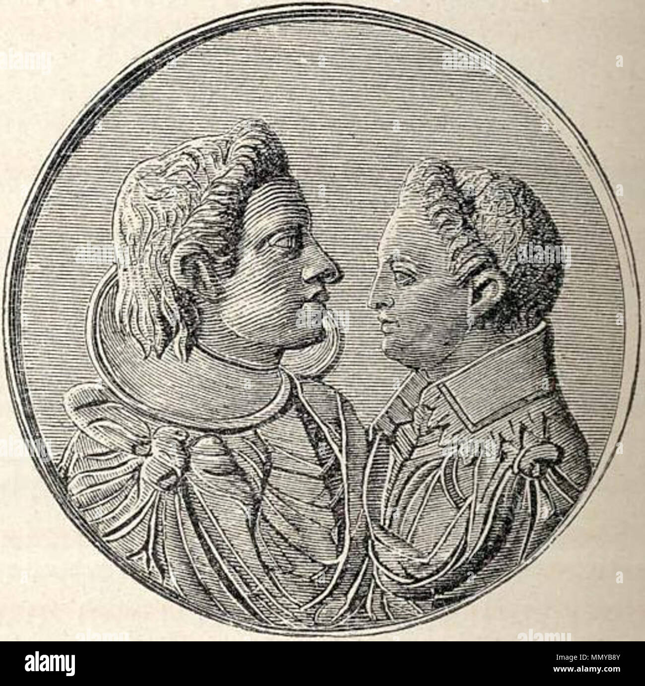 . Anglais : Le roi Gustave II Adolphe de Suède (comme un homme plus jeune) et son frère le prince Carl Philip . circa 1610. Pas de Gustav II Adolf de Suède &AMP ; Carl Philip (1601) de la Suède c 1610 Banque D'Images