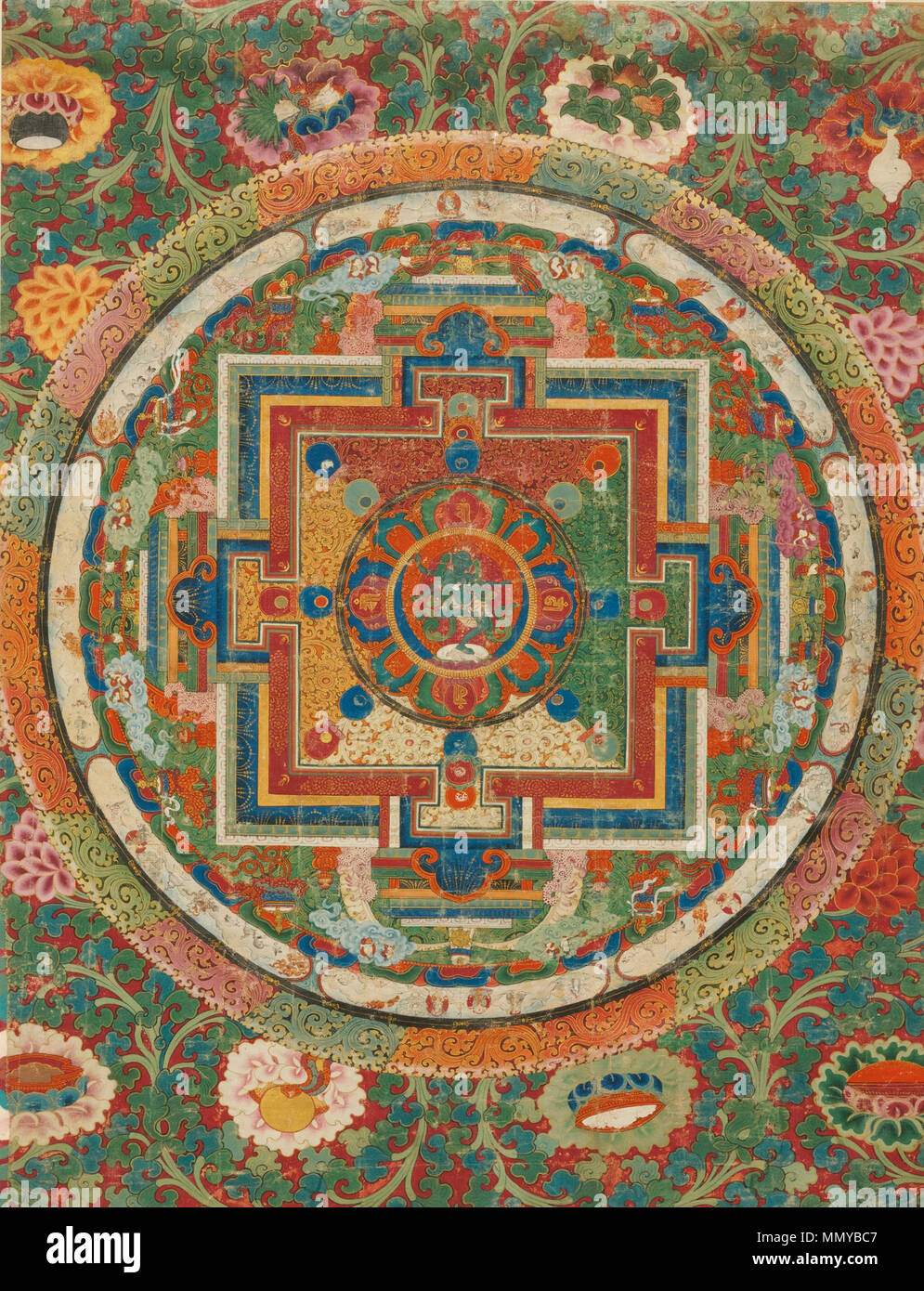 Un Thangka représentant une Nairatmya Vajra Mandala. Tibet, 18ème siècle. Un Thangka représentant une Nairatmya Vajra Mandala. Tibet, 18ème siècle Banque D'Images