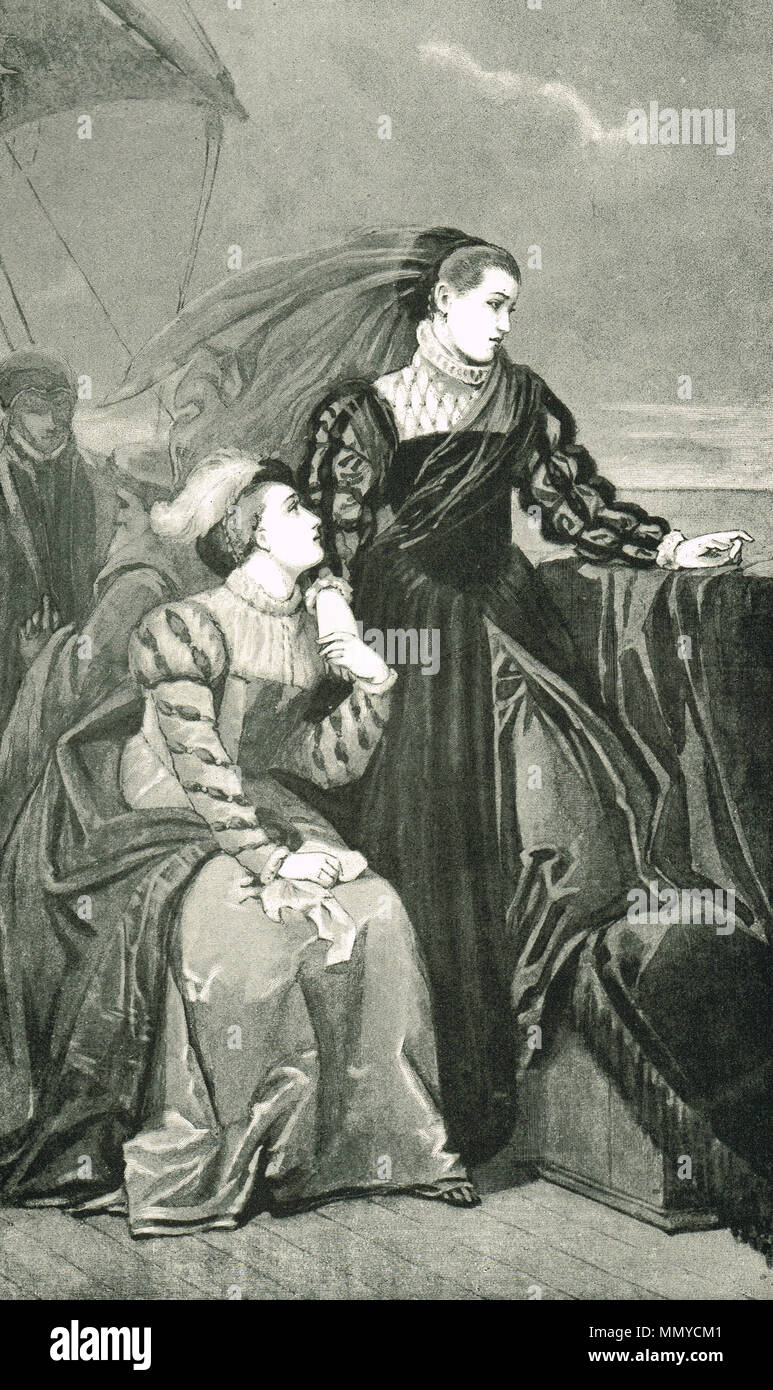Marie, Reine des Écossais, de quitter la France en 1561 (également connu sous le nom de Marie Stuart ou Mary J). Banque D'Images