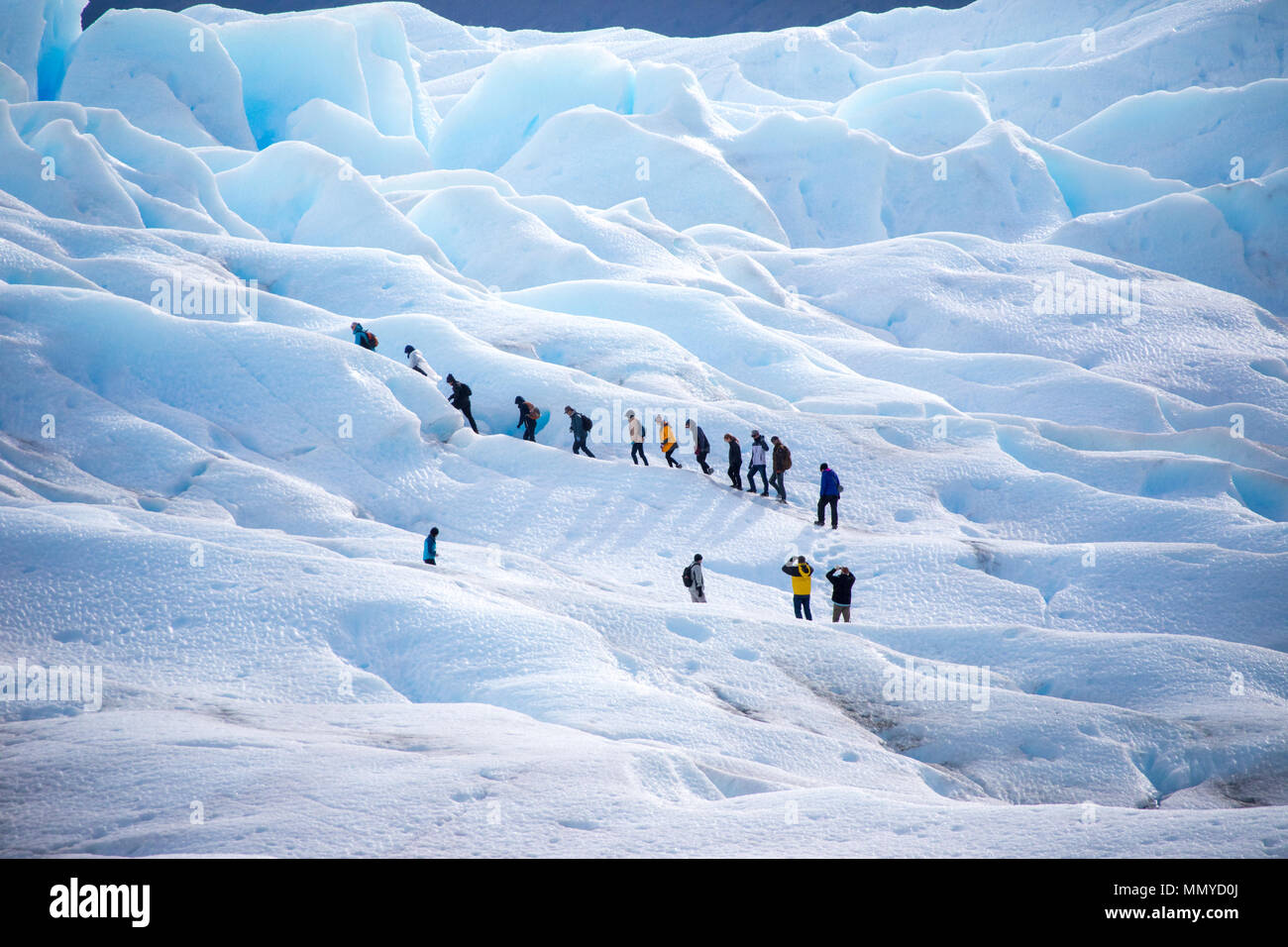 Trekking sur le glacier Perito Moreno, Parque Nacional Los Glaciares, Argentine Banque D'Images