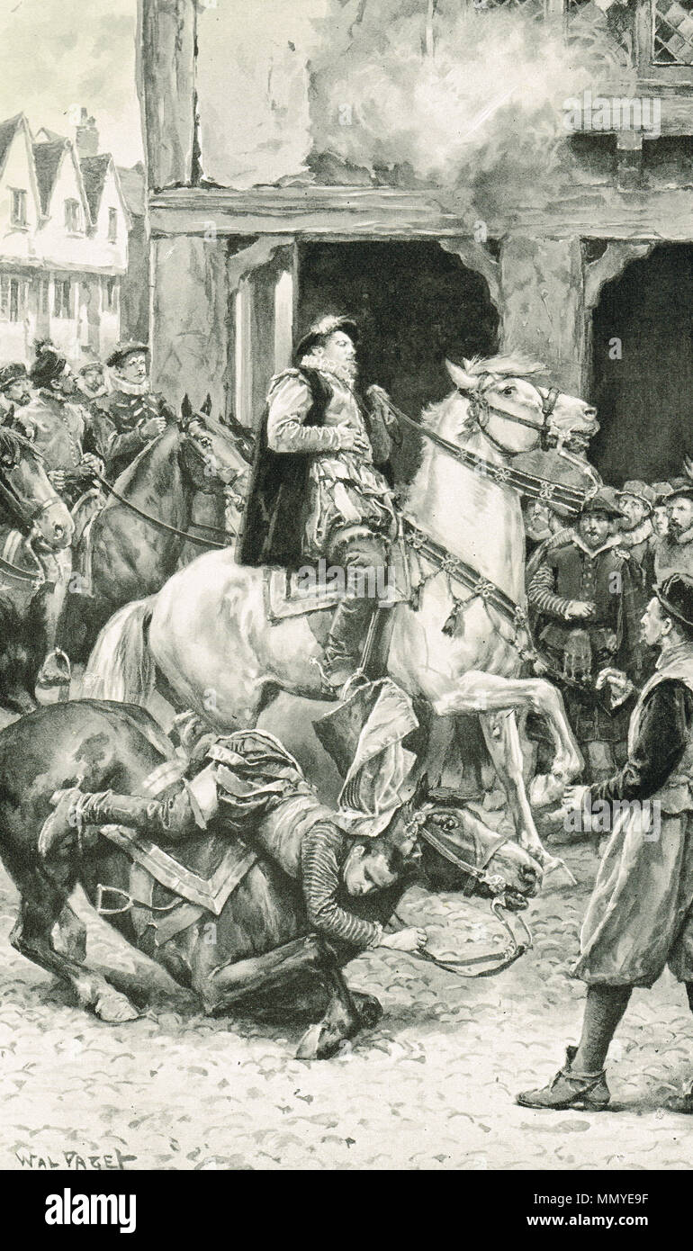 L'assassinat de James Stewart, 1e comte de Moray, et Régent d'Écosse à Linlithgow, Écosse, 23 janvier 1570. Assassiné par James Hamilton de Bothwellhaugh, un partisan de Marie, Reine des Écossais Banque D'Images