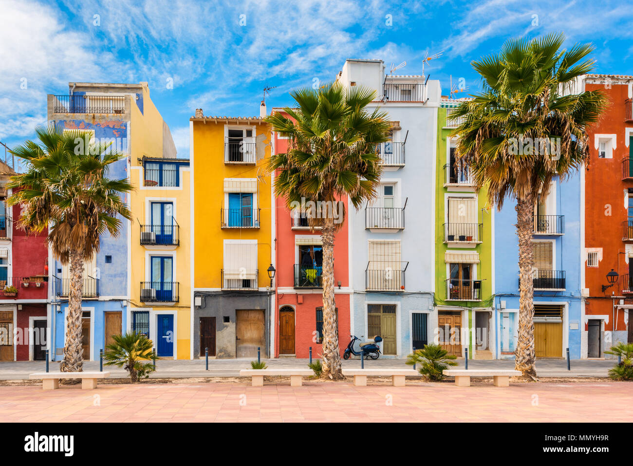 Village de Villajoyosa, Costa Blanca, Espagne Banque D'Images