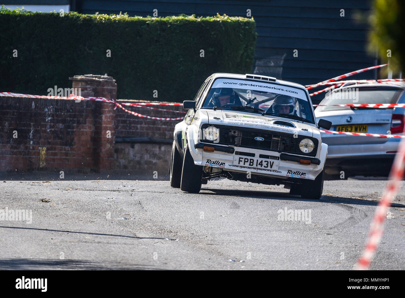 Jody Bowcott David Millard pilote de course pilote de coopération dans la Ford Escort fermé voie publique Corbeau sièges de voiture Rally Tendring et Clacton, Essex, UK Banque D'Images