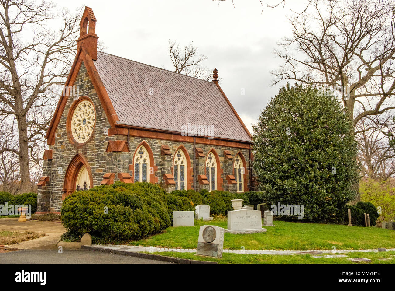 James Renwick chapelle, cimetière d'Oak Hill, 3001 R Street NW, Washington, DC Banque D'Images