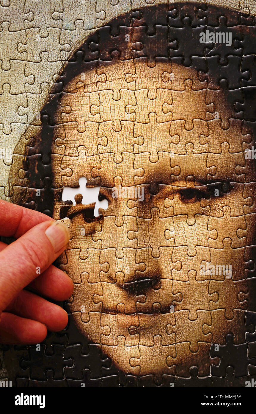 Arrière-plan d'une Joconde jigsaw Banque D'Images