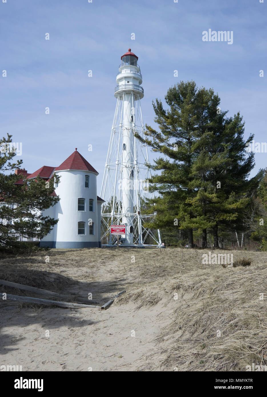 Rawley Point Lighthouse Point, plage du lac Michigan State Forest, deux rivières, au Wisconsin Banque D'Images