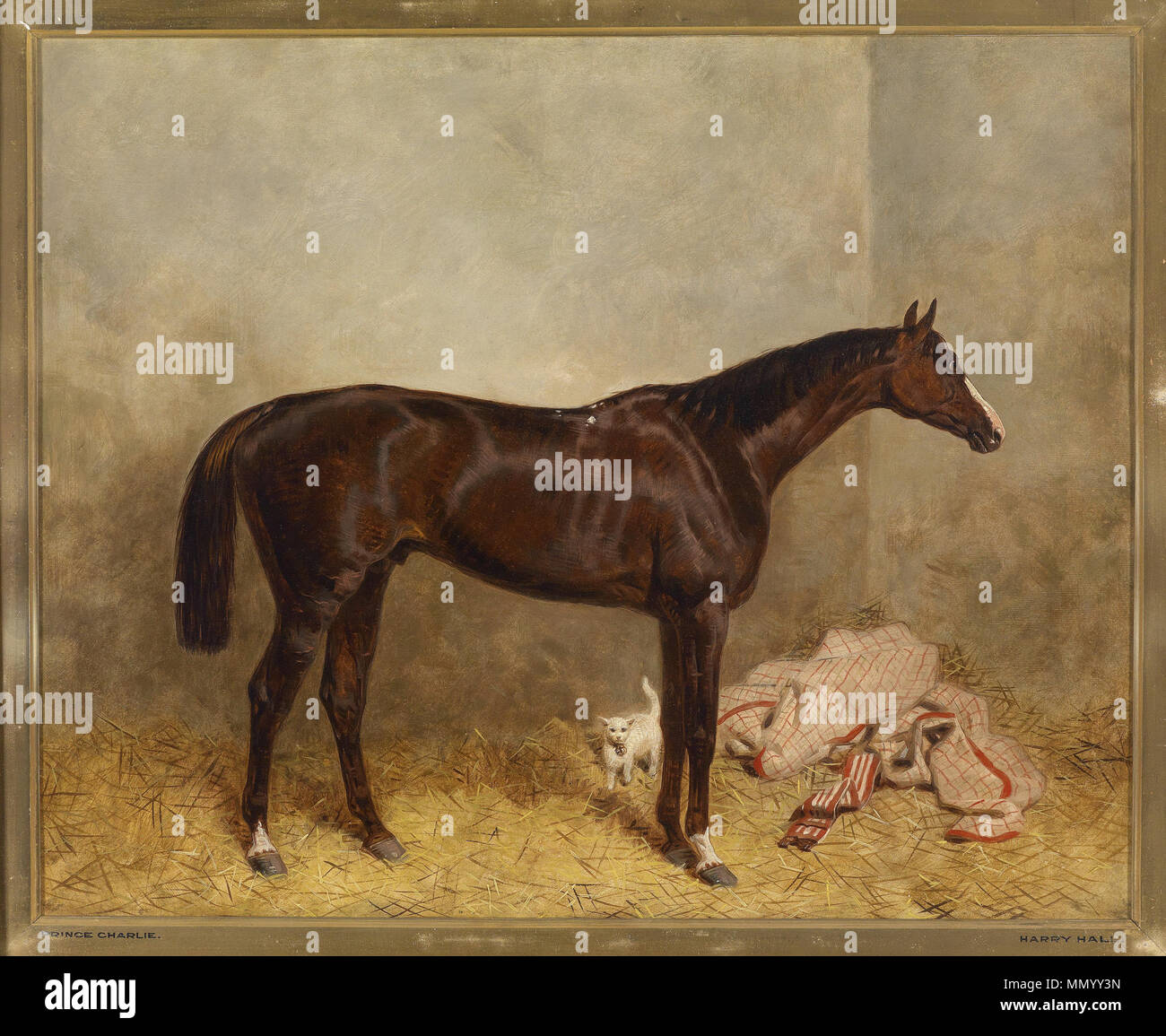 . Deutsch : 'Prince Charlie', Öl auf Leinwand, 46,5 x 57 cm . en 1902. selon la maison de vente aux enchères, la peinture est attribuée à Harald R. Hall (1866-1902) ; toutefois, le cadre de la peinture dit Harry Hall (Hall R Harald attr) Prince Charlie Banque D'Images