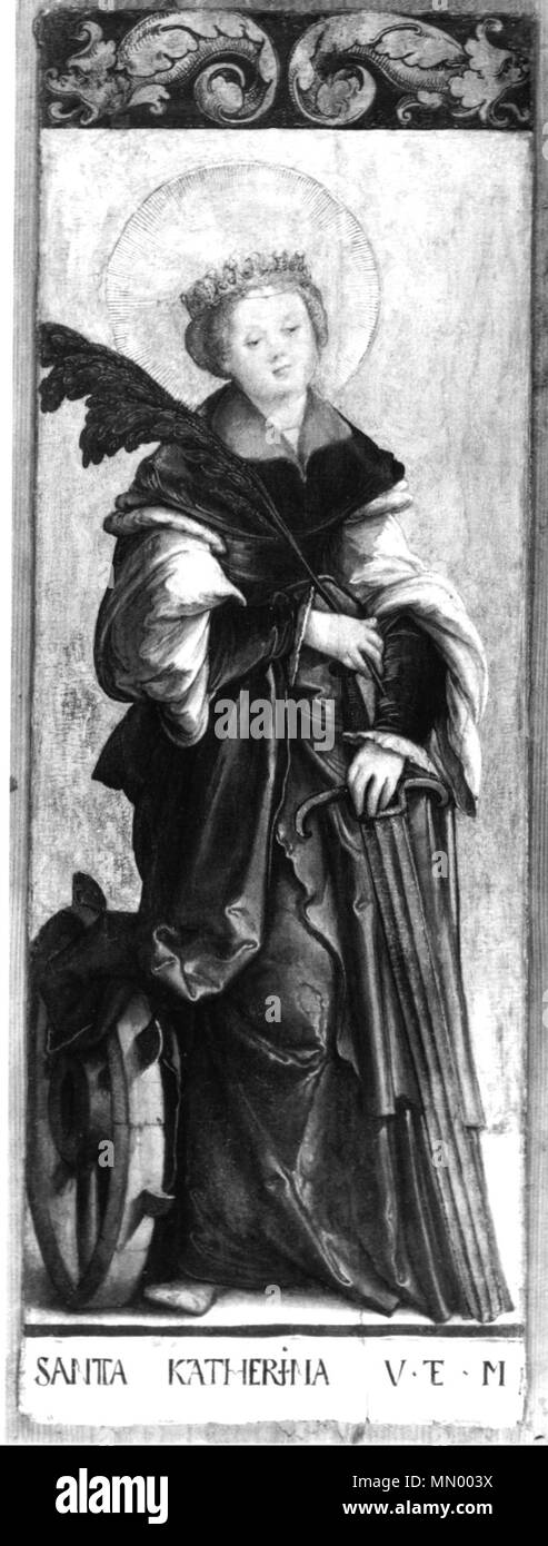 . Ausstattung der ehemaligen Seitenaltäre Meßkircher der St. Martinskirche, Standflügel : Heilige Katharina, Gegenstück zu Heiliger Agnès Moraht-Fromm Eingescannt aus : Anna und Hans Westhoff : Der Meister von Meßkirch - Forschungen zur südwestdeutschen Malerei des 16. Jahrhunderts, Ulm, 1997, S. 186, liens . um 1535/40. Maître de Messkirch (1500-1543) peintre allemand Description Date de naissance/décès vers 1500 vers 1543 L'emplacement de travail Messkirch contrôle d'autorité : Q568760 : VIAF ?4843738 ?ISNI : 0000 0000 9586 1583 ULAN : ?500124279 RCAC : ?c98024038 GND : ?11936929X WorldCat Heilige Katharina Banque D'Images