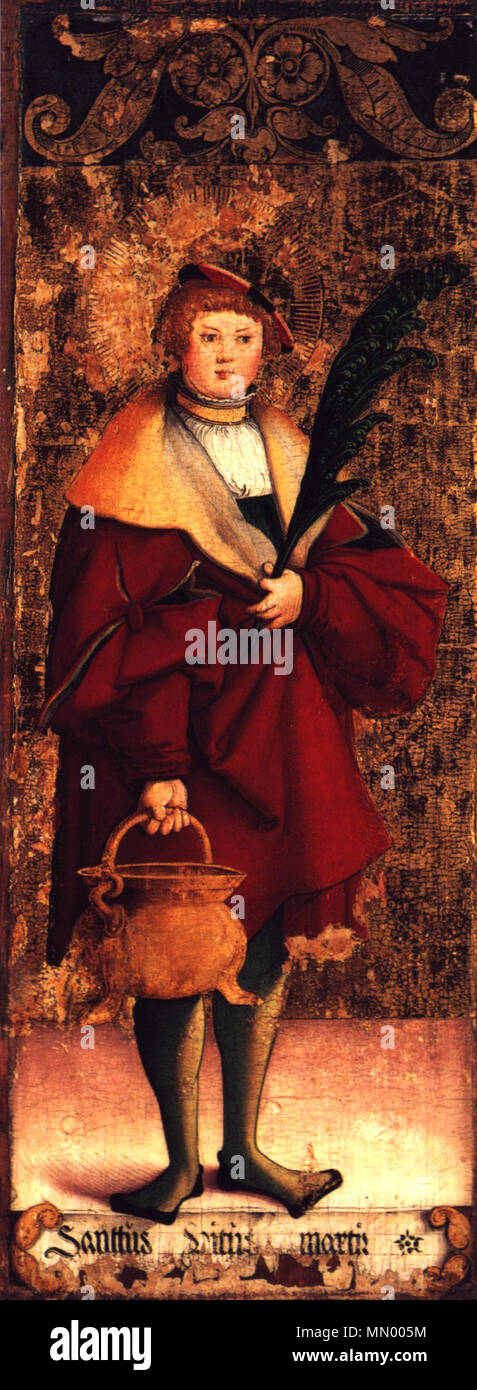 . Ausstattung der ehemaligen Seitenaltäre Meßkircher der St. Martinskirche, Standflügel : Allemand : Heiliger Veit. Märtirer als um 1535/40. Maître de Messkirch (1500-1543) peintre allemand Description Date de naissance/décès vers 1500 vers 1543 L'emplacement de travail Messkirch contrôle d'autorité : Q568760 : VIAF ?4843738 ?ISNI : 0000 0000 9586 1583 ULAN : ?500124279 RCAC : ?c98024038 GND : ?11936929X WorldCat Heiliger Veit Banque D'Images