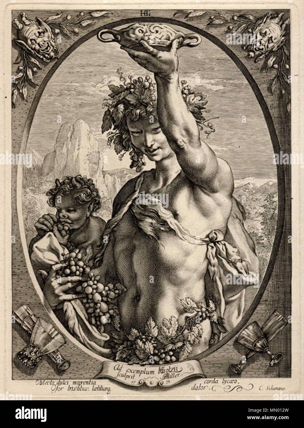 Bacchus. 1771. John Miller (moyens d'Hendrick Goltzius) Hendrik Goltzius - Bacchus Banque D'Images