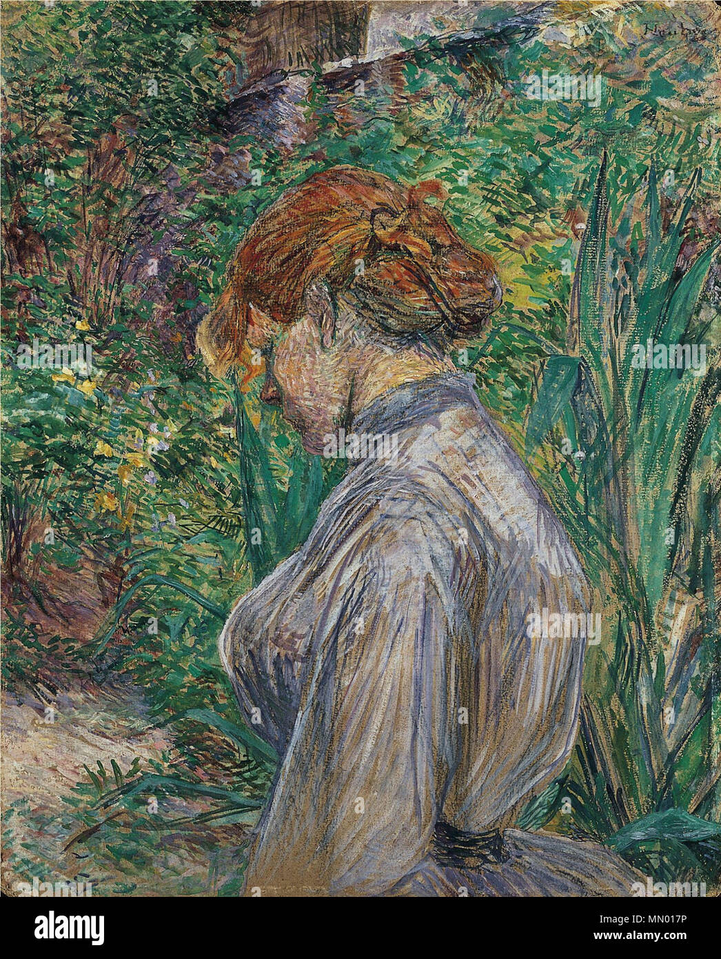 Henri de Toulouse-Lautrec - Rouge, dirigé la femme dans le jardin de Monsieur Foret Banque D'Images