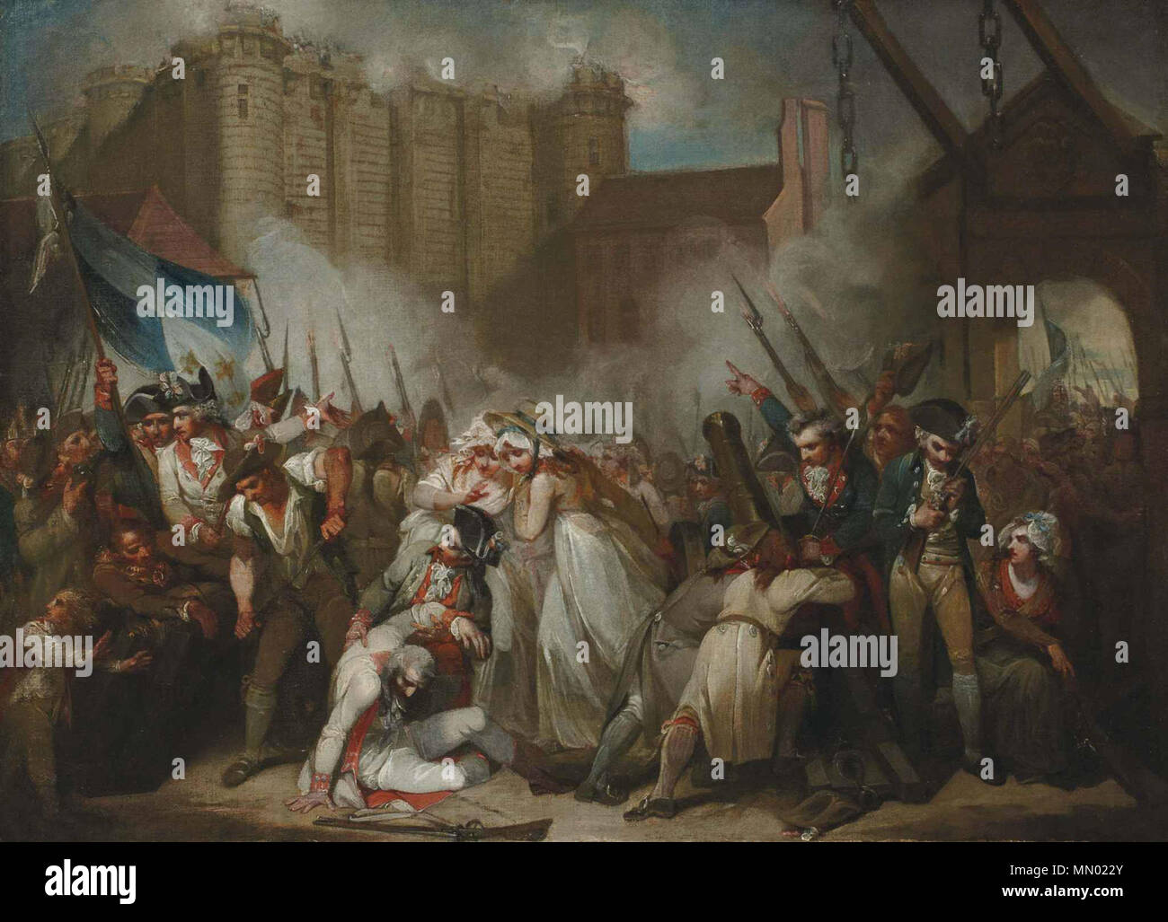 . Anglais : la peinture d'histoire de la prise de la Bastille, le 14 juillet 1789 English : la prise de la Bastille Français : La prise de la Bastille Henry Singleton de la prise de la Bastille Banque D'Images