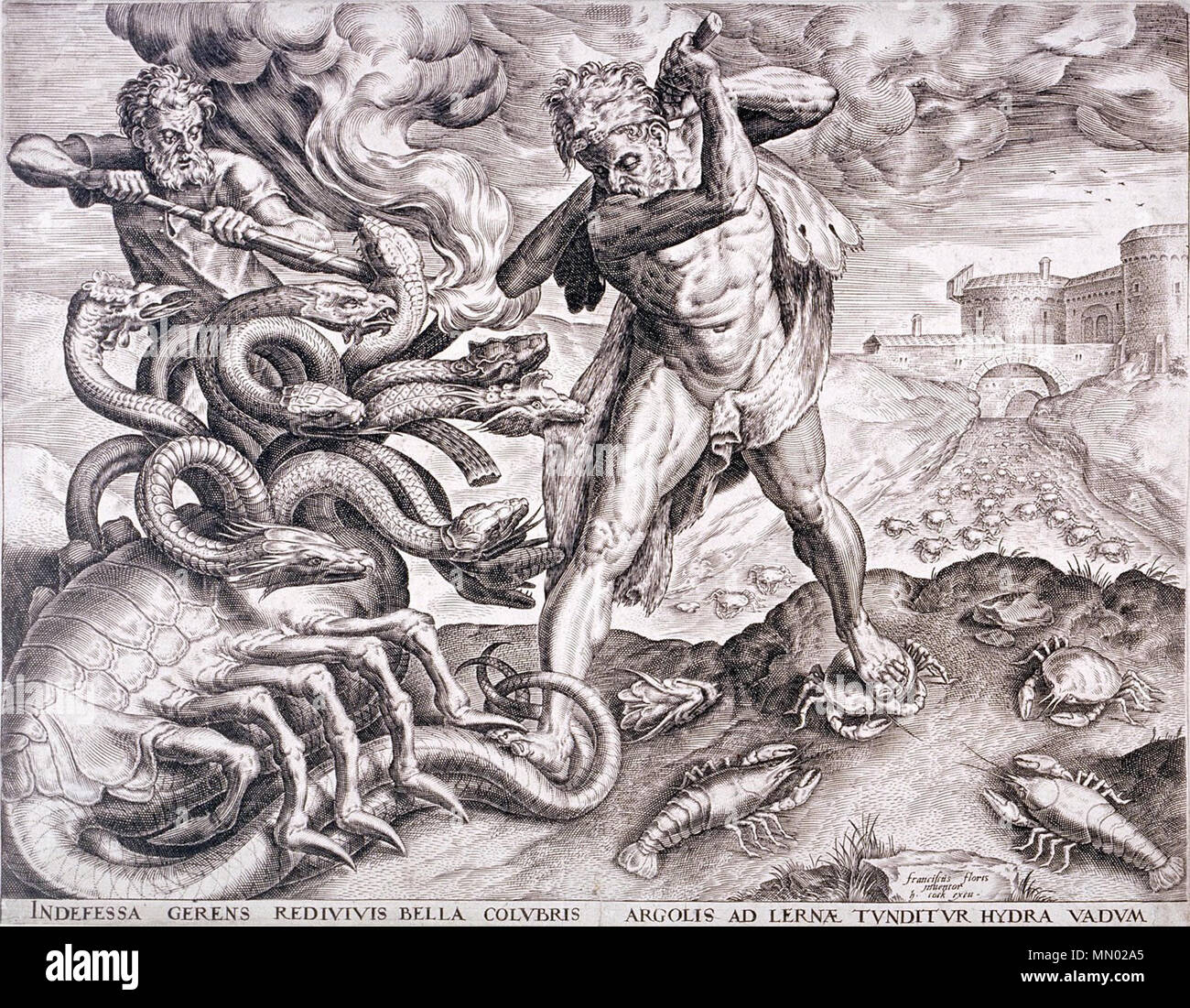 . Anglais : gravure sur le deuxième travail d'Héraclès : tuer l'hydre de Lerne Español : gravure sobre el segundo trabajo de Heracles : matar a la fendeuse de Lerne English : Gravure dont le sujet est le deuxième travail d'Héraclès : tuer l'Hydre de Lerne. . Vers 1565. Cornelis Cort (1533-1578) Noms alternatifs Cornelio, Cornelius Curtius graveur et dessinateur néerlandais Description Date de naissance/décès 1533 ( ?) avant le 17 mars 1578 Lieu de naissance/décès Hoorn ou Edam Rome lieu d'Haarlem (1550-1560), dans le Nord de la France (1560-1565), Venise (1565-1566), Rome (1566-1569), Fl Banque D'Images . Anglais : gravure sur le deuxième travail d'Héraclès : tuer l'hydre de Lerne Español : gravure sobre el segundo trabajo de Heracles : matar a la fendeuse de Lerne English : Gravure dont le sujet est le deuxième travail d'Héraclès : tuer l'Hydre de Lerne. . Vers 1565. Cornelis Cort (1533-1578) Noms alternatifs Cornelio, Cornelius Curtius graveur et dessinateur néerlandais Description Date de naissance/décès 1533 ( ?) avant le 17 mars 1578 Lieu de naissance/décès Hoorn ou Edam Rome lieu d'Haarlem (1550-1560), dans le Nord de la France (1560-1565), Venise (1565-1566), Rome (1566-1569), Fl Banque D'Images