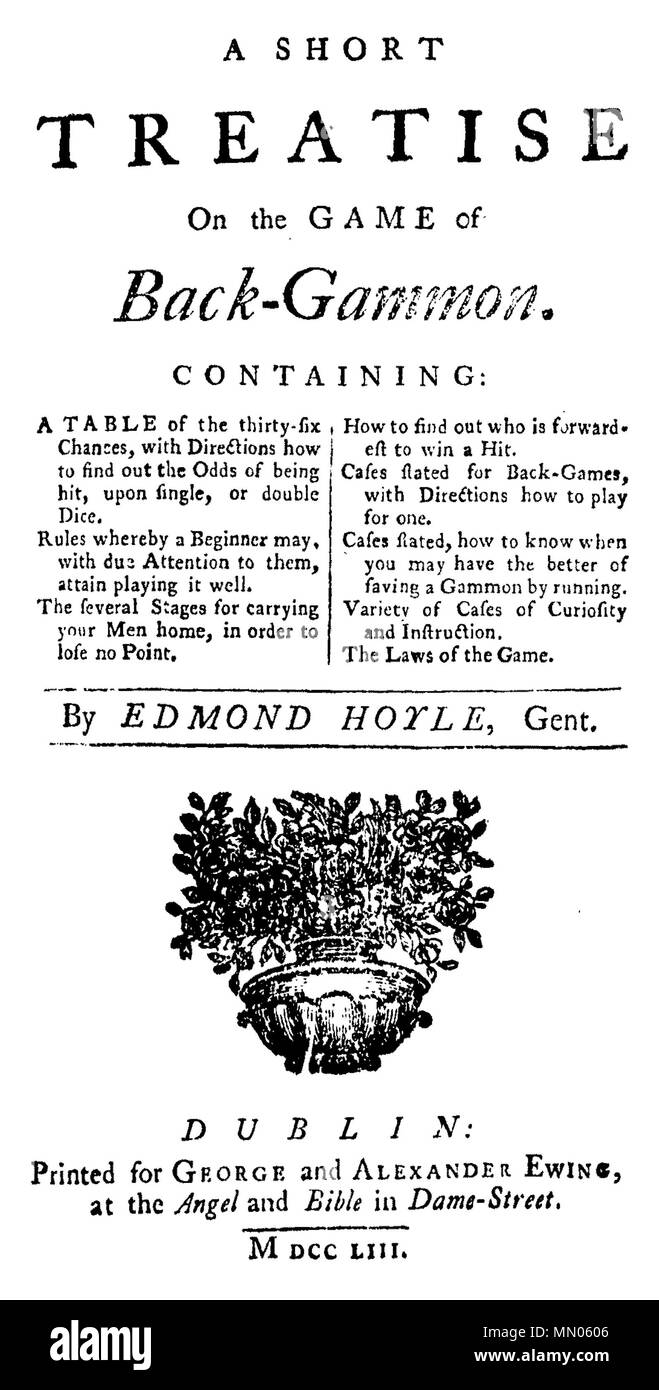 . La page de titre d'Edmond Hoyle's book un court traité sur le jeu de backgammon-Hoyle Back-Gammon Banque D'Images