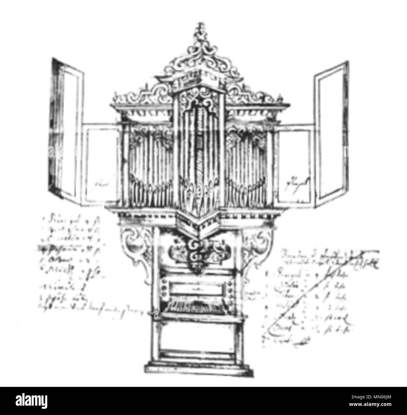 . Dimensions Georg Henrich Wagner : Orgue de Hungen, District Gießen, Hesse, Allemagne Hungen Wagner Orgel 1669 Banque D'Images