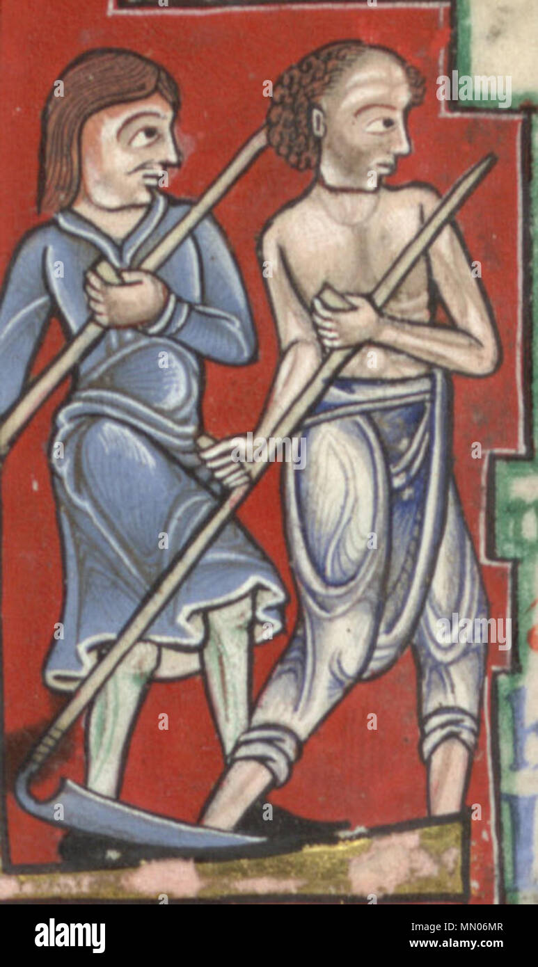 . 'Men raison', folio 4r, détail de l'Hunterian Psautier, Glasgow University Library MS Hunter 229 (U.3.2) . vers 1170. Psautier Hunterian Anonyme c. 1170 Foin de coupe Banque D'Images