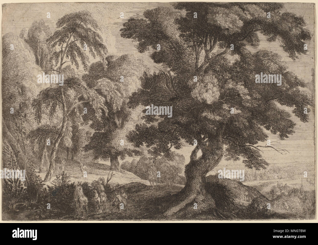 Ignace van der Stock (flamande, actif à partir de 1660 ), le paysage avec deux cerfs, , gravure sur papier vergé, Ailsa Mellon Bruce Fund Ignatius van der Stock - paysage avec deux cerfs Banque D'Images