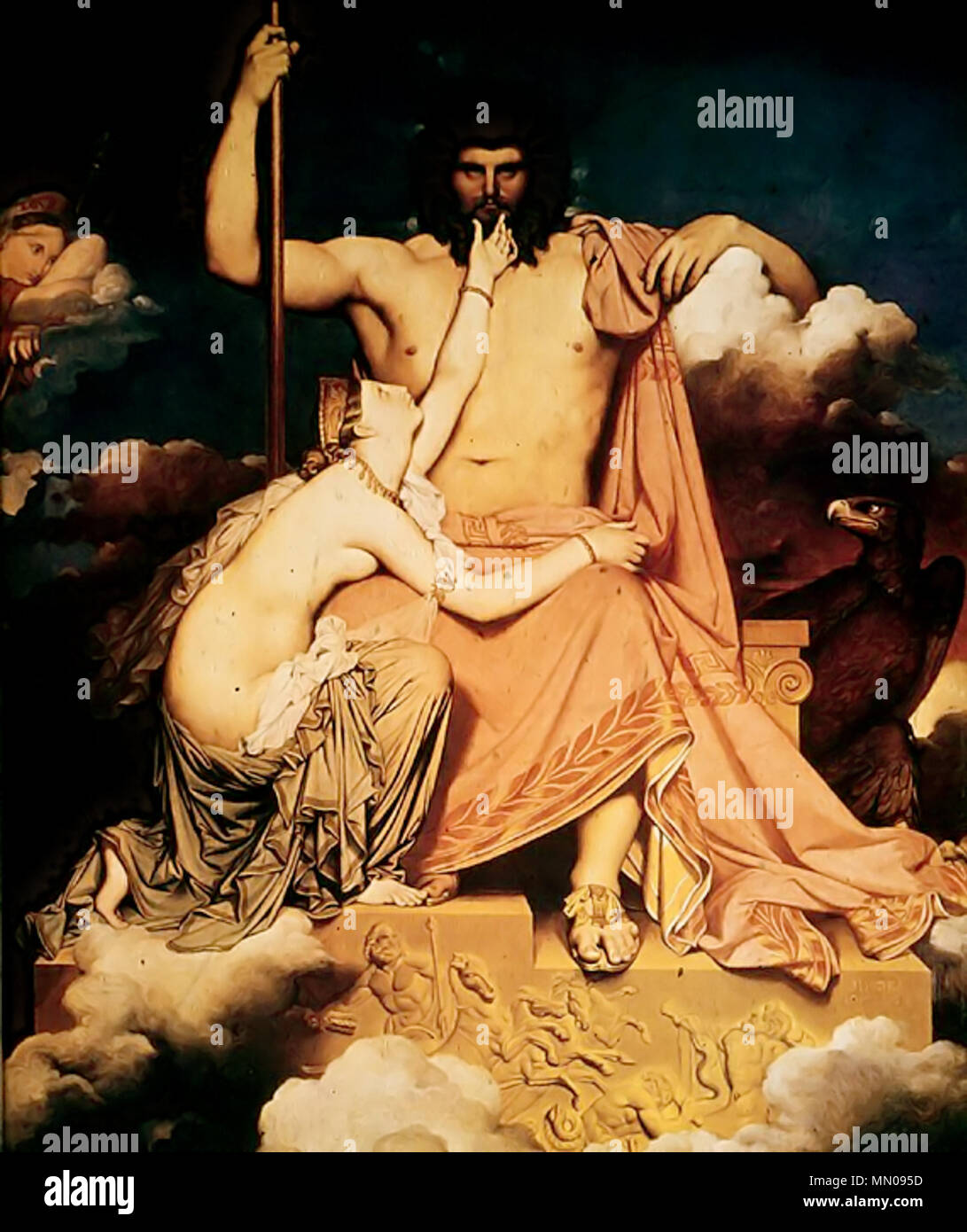 Deutsch : Jupiter und Thétis English : Jupiter et Thétis Thétis y Júpiter : Español English : Jupiter et Thétis Italiano : Giove e Teti . 1811. IngresJupiterAndThetis Banque D'Images