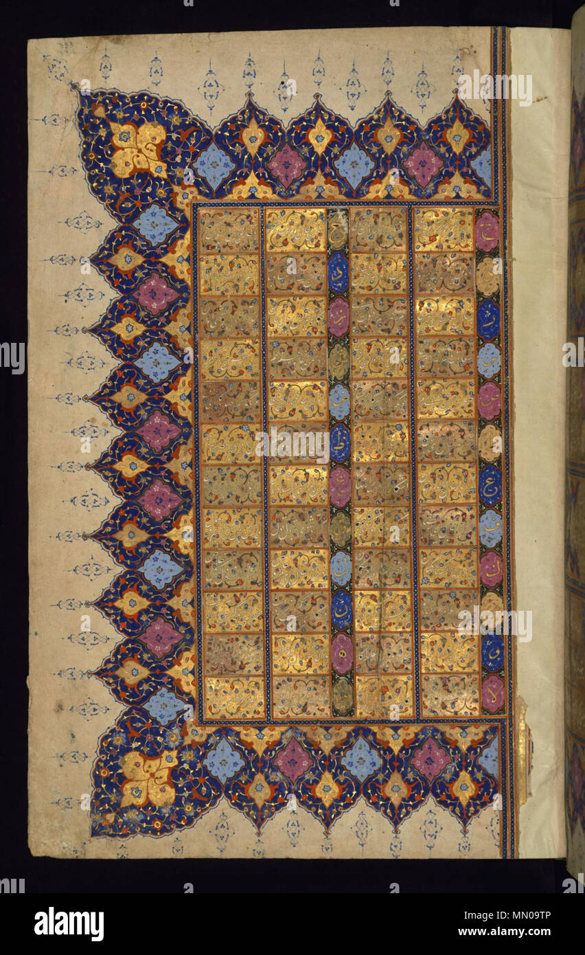 W.569.333un Iranien - côté gauche d'une double-page Table de Divination (Bibliomancy tafa ou'ul) - Walters W569333A - Page complète Banque D'Images