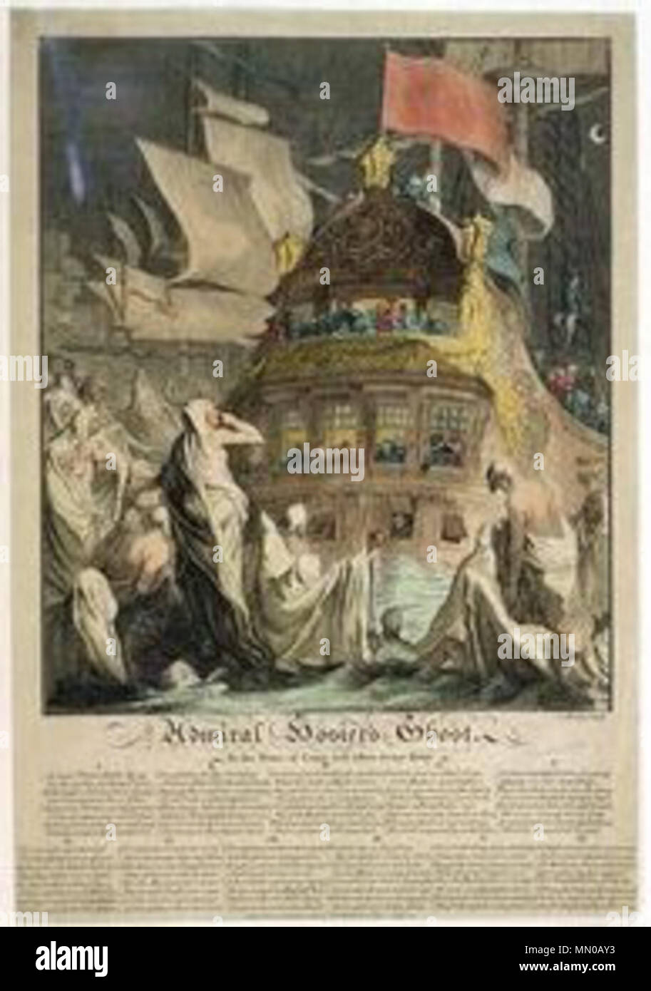 . Anglais : Édition du poème l'amiral Hosier's Ghost. Le fantôme d'Hosier apparaît à Edward Vernon comme il se repose à l'ancre après sa victoire.. . 1740. Poème de Richard Glover. Cette édition avec gravure couleur par C. Mosley (juillet 1740). 415 Fiche technique * 283 mm. AdmiralHosier'sGhost Banque D'Images