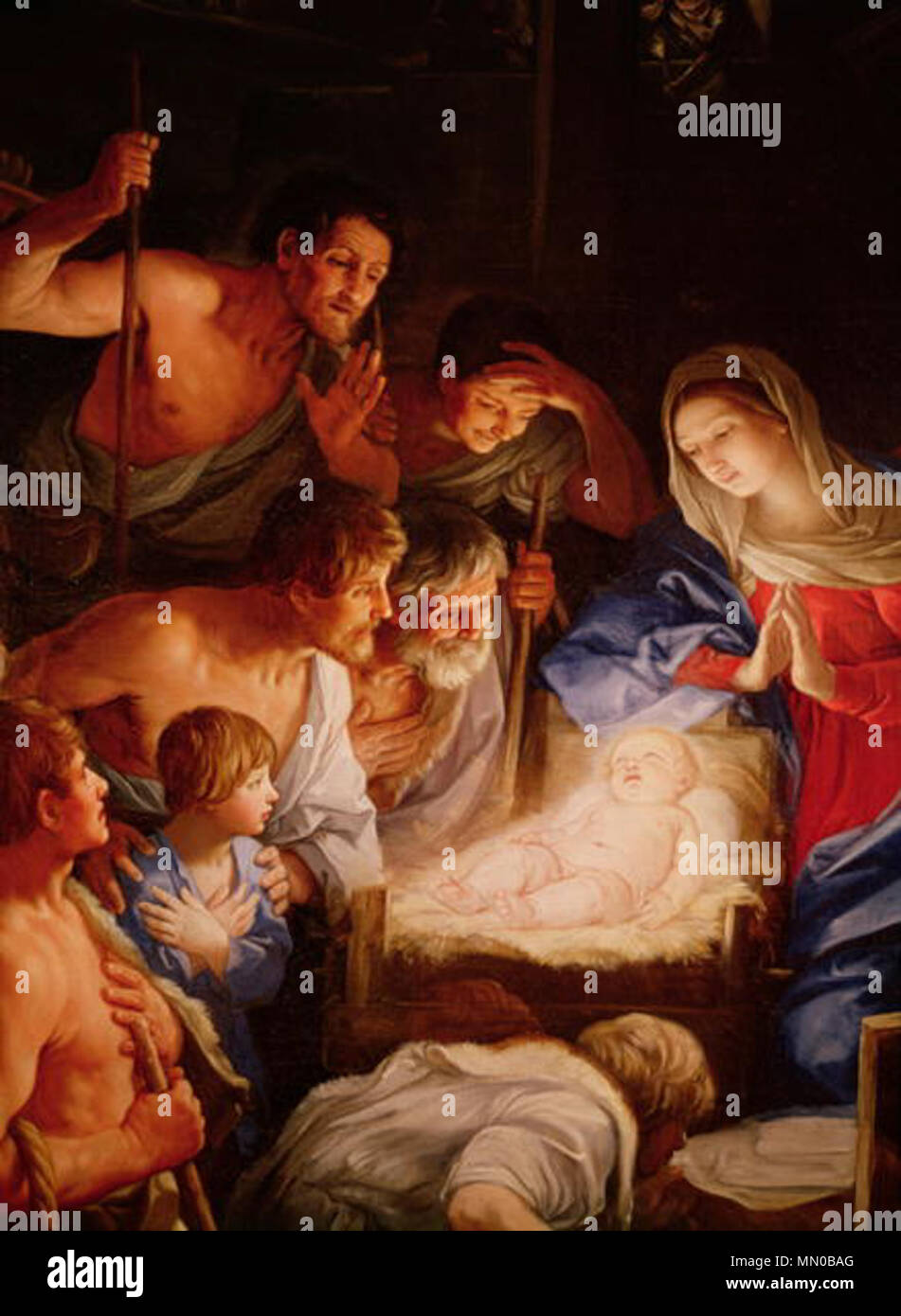 . Semble être une image inversée d'une petite section du grand retable de la Certosa à Naples [1], ou une autre version de ce sujet. L'Adoration des bergers. Années 1600. Guido Reni (1575-1642) Noms alternatifs Guido Guido italien il Rhenus Description peintre, dessinateur et aquafortiste Date de naissance/décès 14 Novembre 1575 18 août 1642 Lieu de naissance/décès Calvenzano Bologna Bologna lieu de travail (1599-1600), Rome (1600-1602), Bologne (1603-1605), Rome (1605-1610), Bologne (1611-1612), Rome (1612), Bologne (1615-1616), Paris (1617-1621), Rome (1622-1629), Naples (1 Banque D'Images