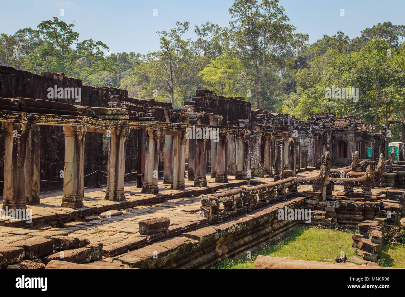 Les nombreux visages du Bayon temple est la perle du complexe d'Angkor Thom. Siem Reap, Cambodge. Banque D'Images