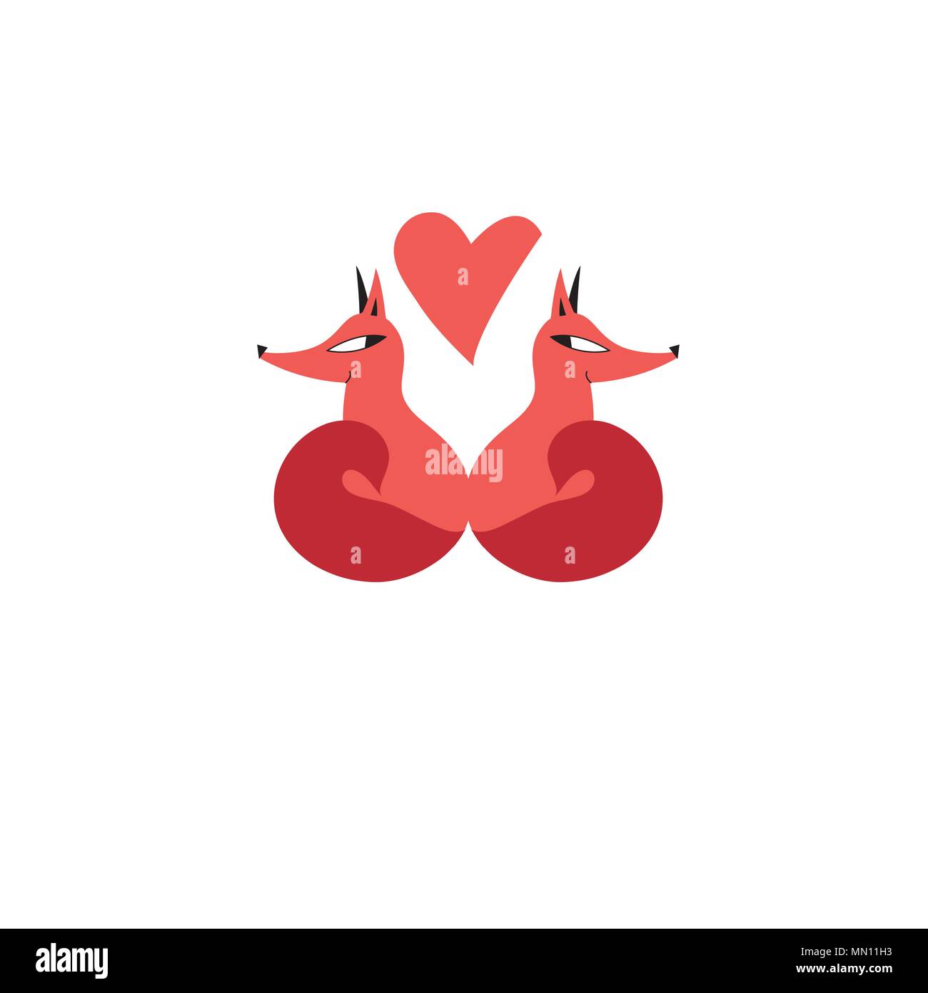 Vector illustration de l'amour deux renards rouge sur fond blanc Illustration de Vecteur