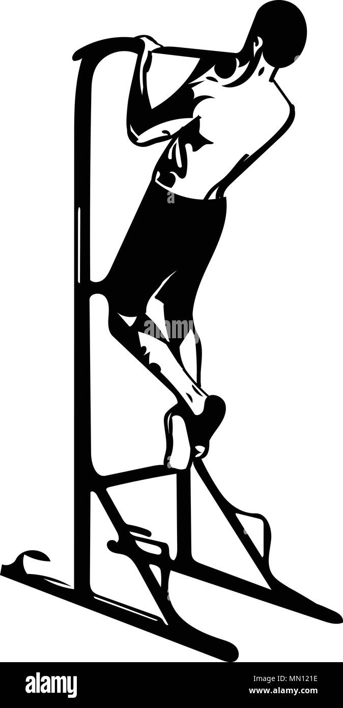 Dimensions de l'homme faisant pousser Crossfit Ups avec Trx sangles remise en forme dans la salle de sport Vector illustration Illustration de Vecteur