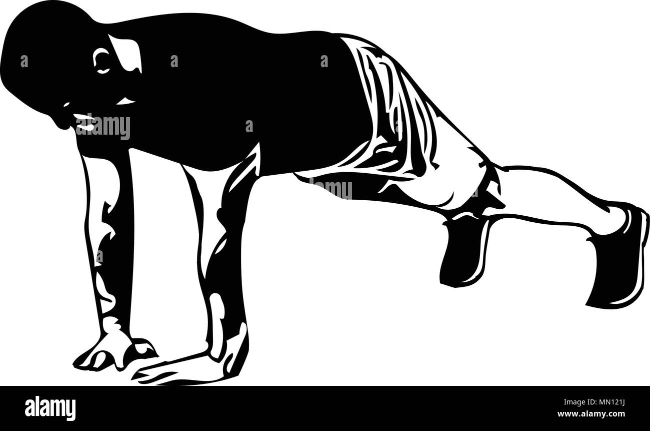 Jeune homme actif faisant push-ups in gym vector illustration Illustration de Vecteur