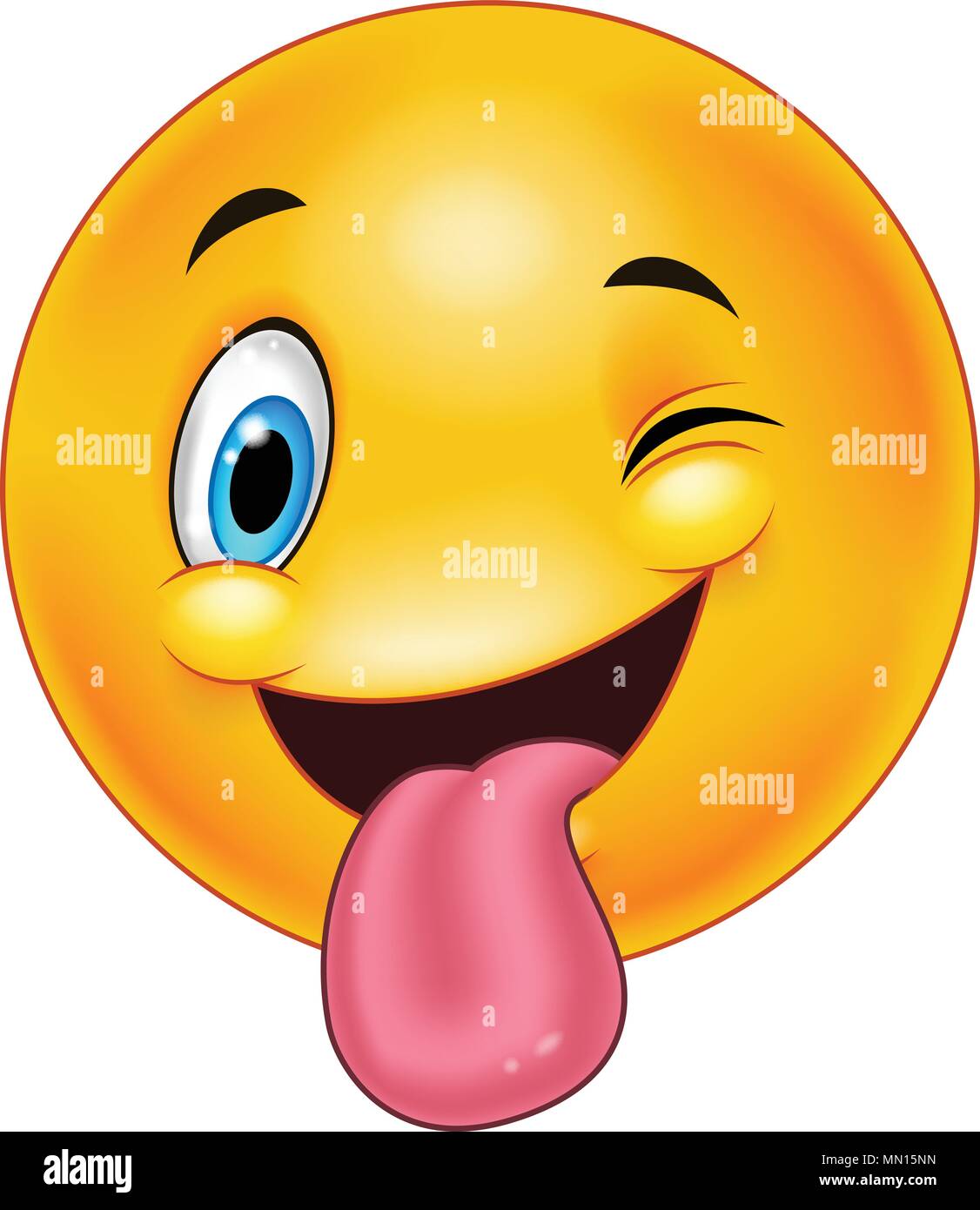 Avec Emoticon Smiley Tirant La Langue Et Avec Un Clin D Oeil Image Vectorielle Stock Alamy