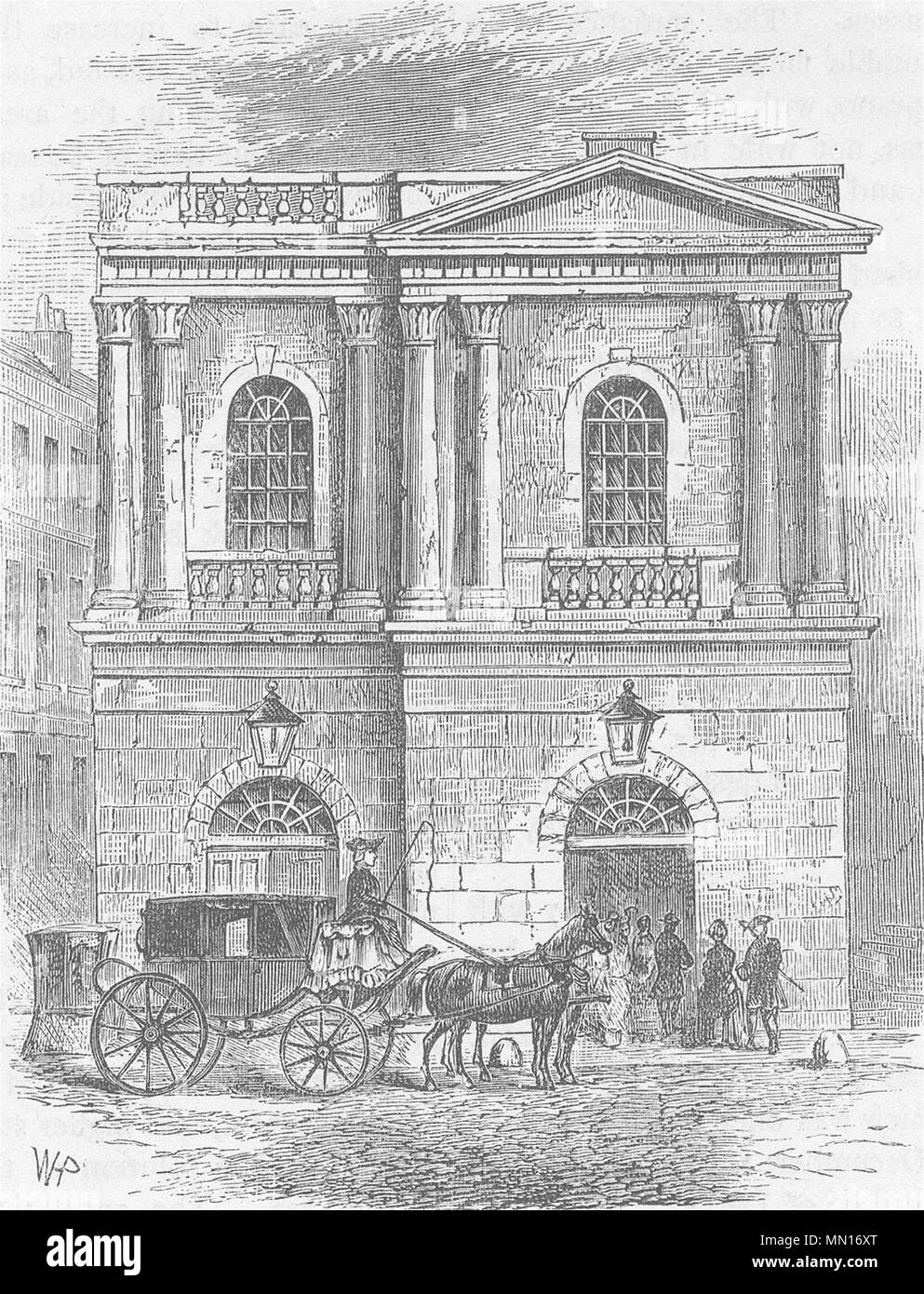 L'Haymarket. Entrée de l'ancien opéra, 1800. Londres c1880 imprimer Banque D'Images
