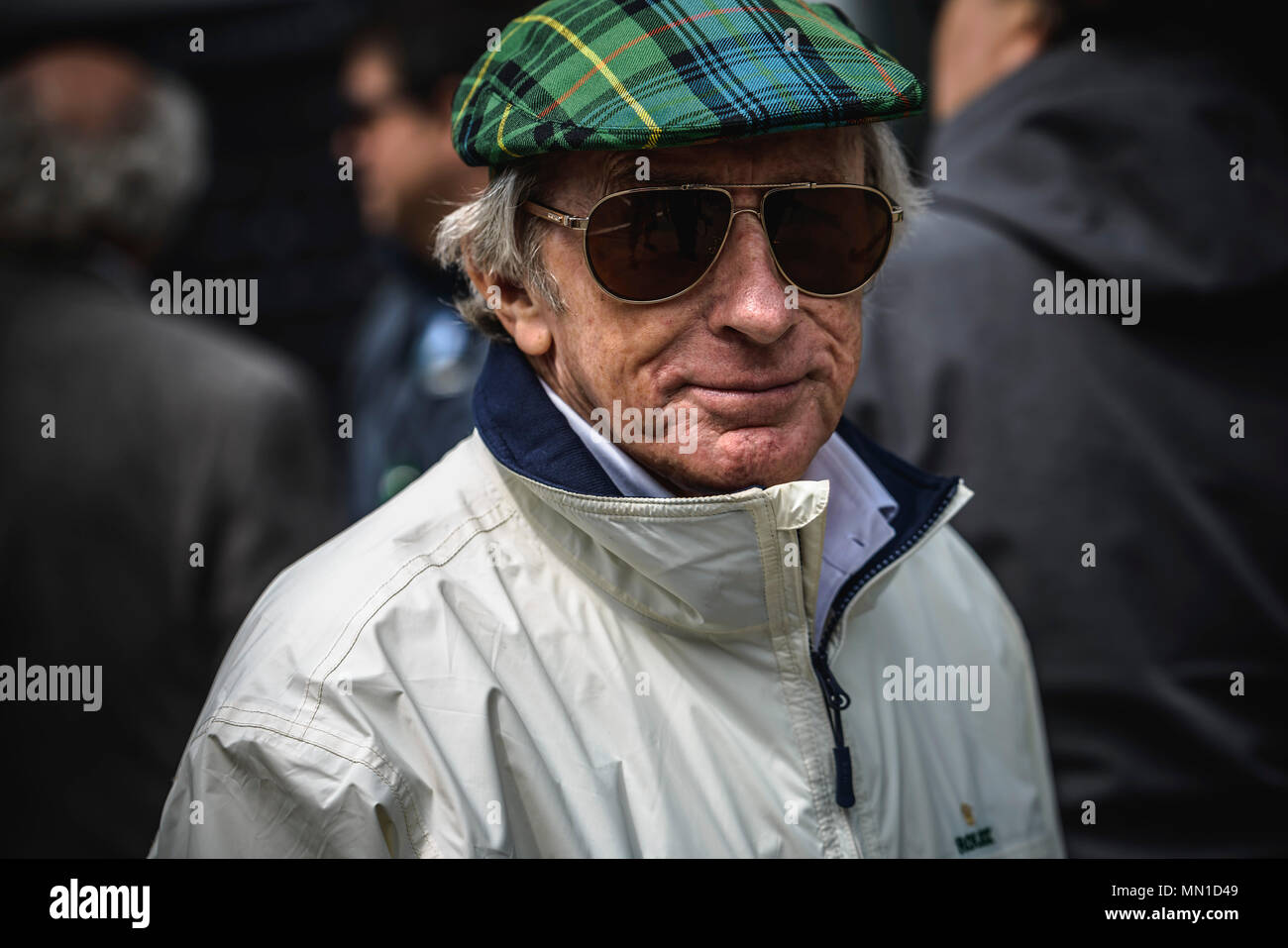 Barcelone, Espagne. 13 Mai 2018 : l'ancien Champion du Monde de Formule 1 britannique Sir John YOUNG STEWART 'JACKIE' promenades dans le paddock avant le GP sur le circuit espagnol de Barcelone, Plaça de Catalunya Crédit : Matthias Rickenbach/Alamy Live News Banque D'Images