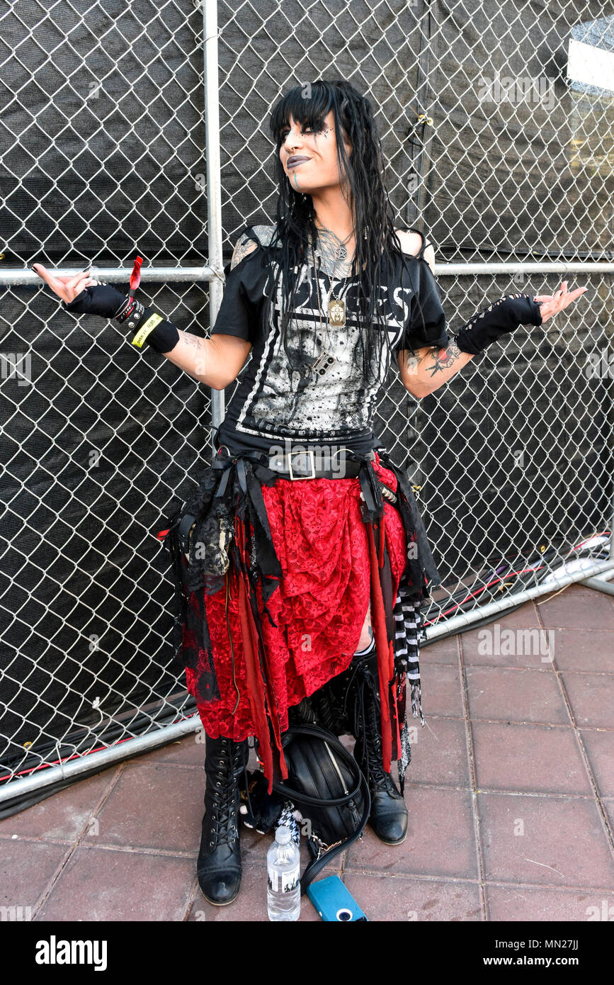 Las Vegas, Nevada, le 20 avril 2018 - Musique fan de heavy metal à la deuxième édition de Las Stique deux jours de festival de musique heavy metal. Banque D'Images