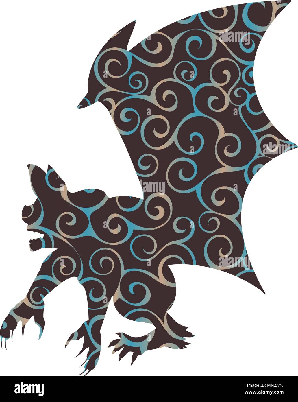 Chimère gargouille mythologie ancienne silhouette motif fantaisie Illustration de Vecteur