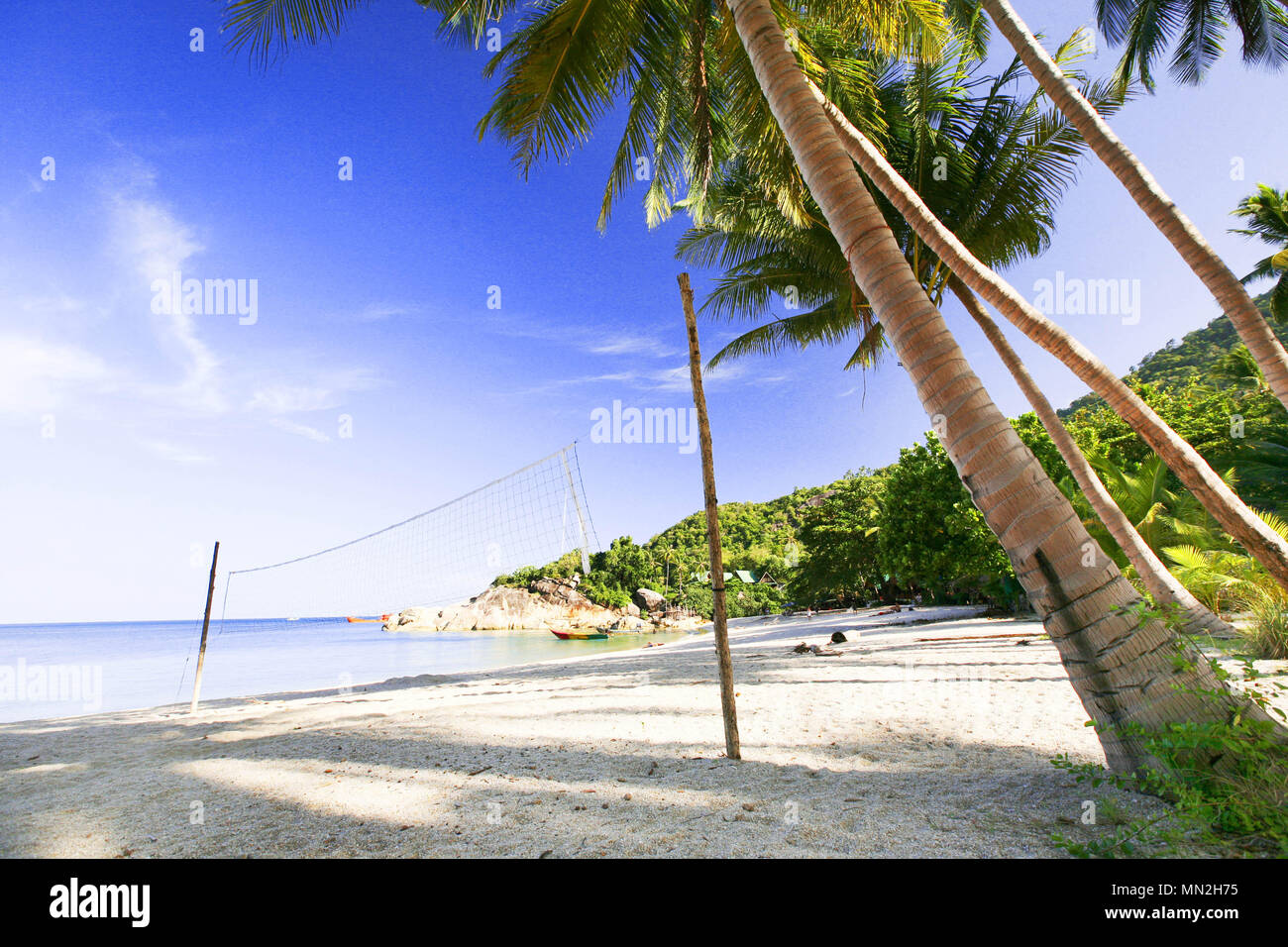 Filet de volley-ball dans une plage de Koh Phangan, Thaïlande. Banque D'Images
