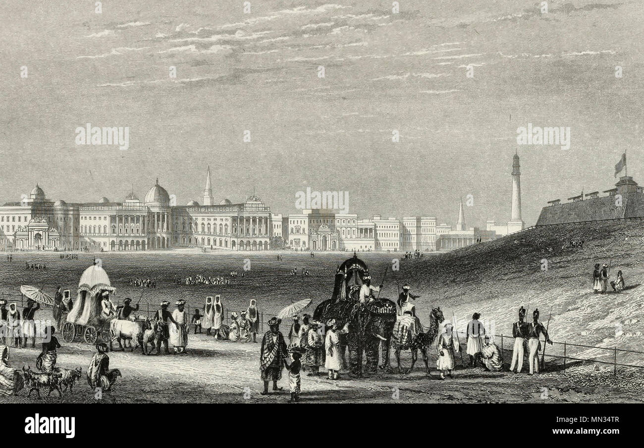 Vue de Calcutta à partir de l'Esplanade, vers 1850 Banque D'Images