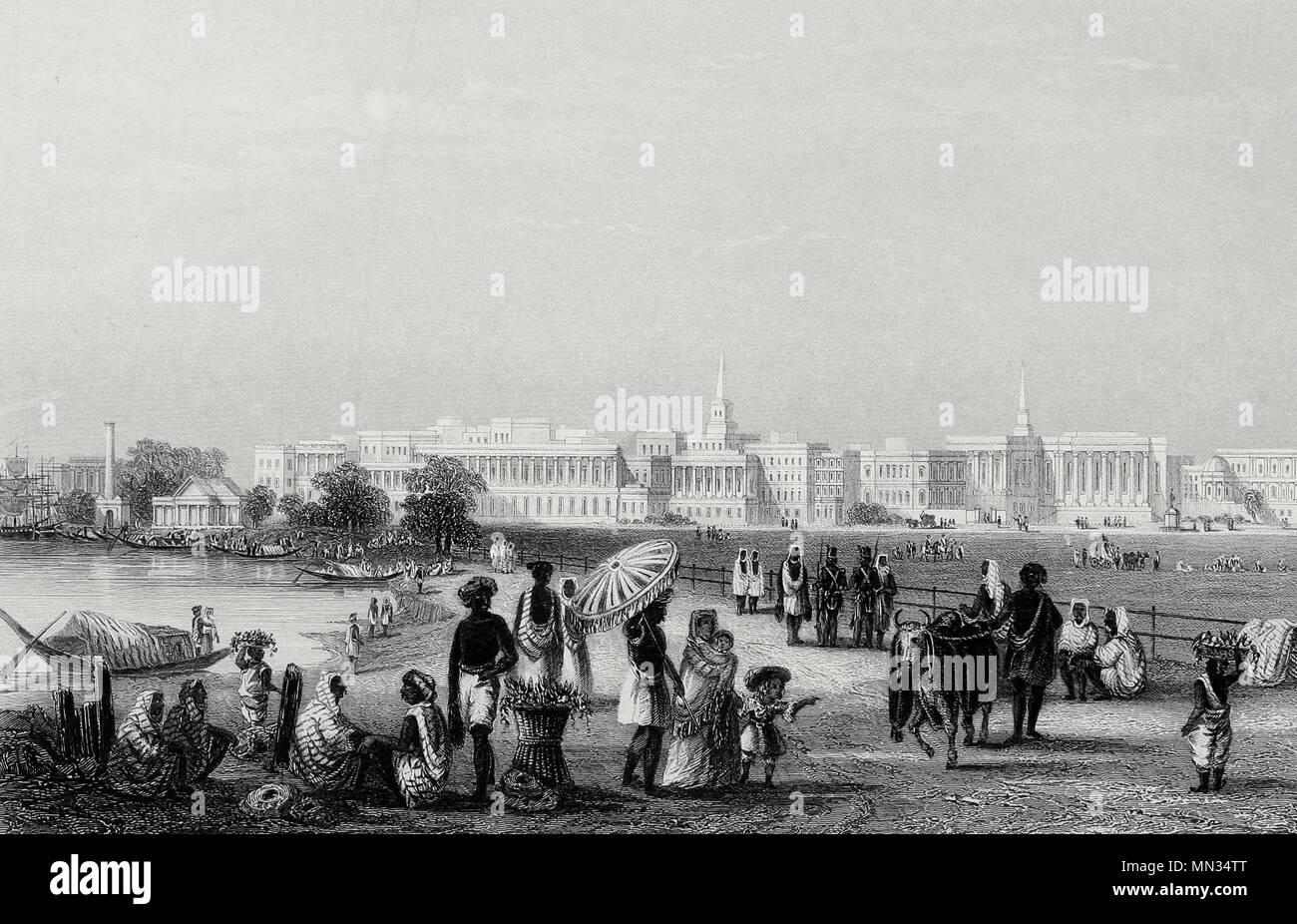 Vue de Calcutta à partir de l'Esplanade, vers 1850 Banque D'Images