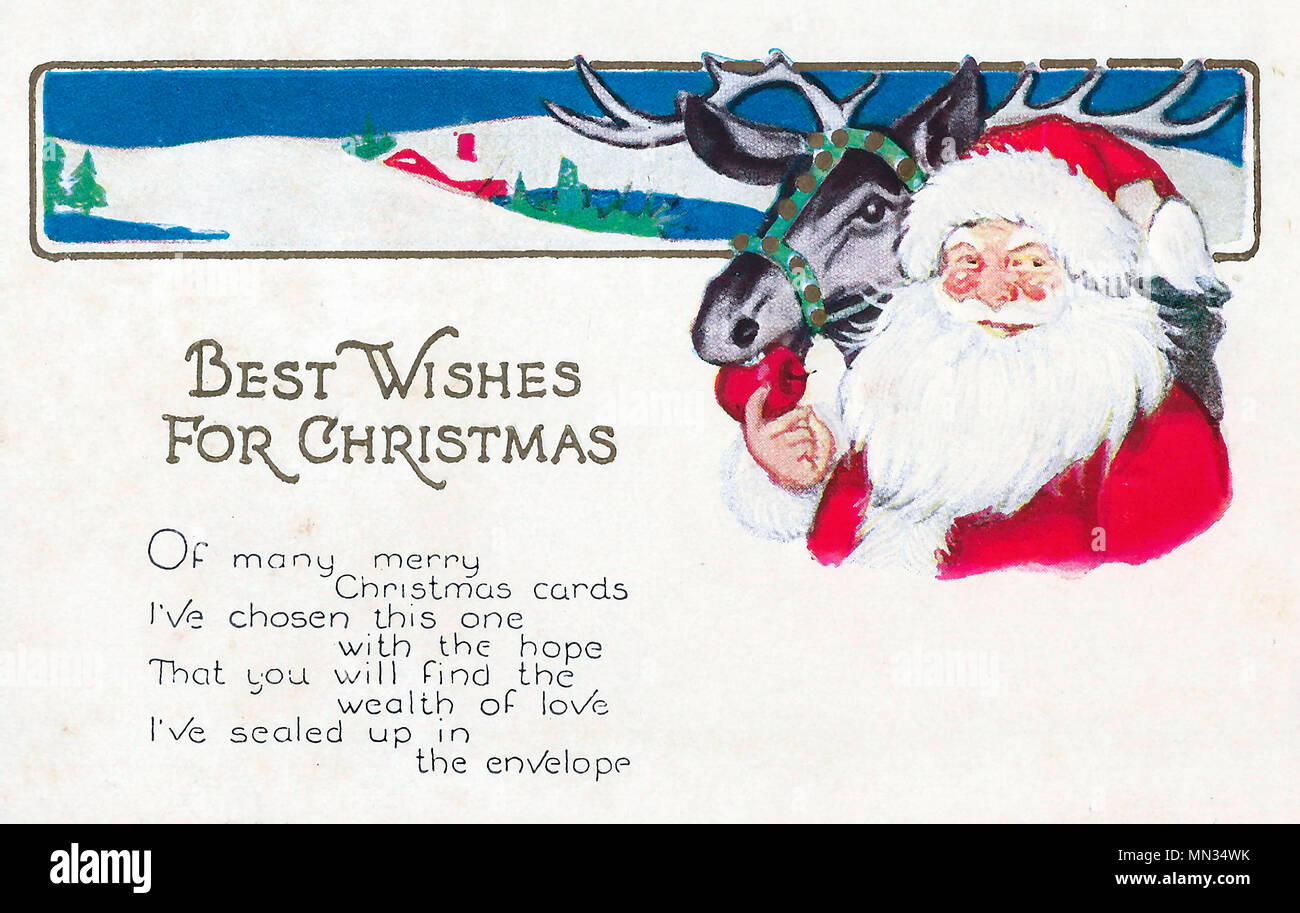 Meilleurs Vœux pour Noël - Noël Vintage Carte Postale Banque D'Images