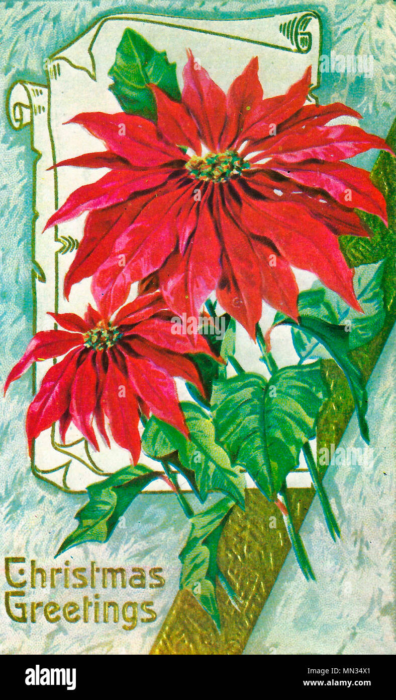 Voeux de Noël - Une carte postale de Noël Vintage Banque D'Images