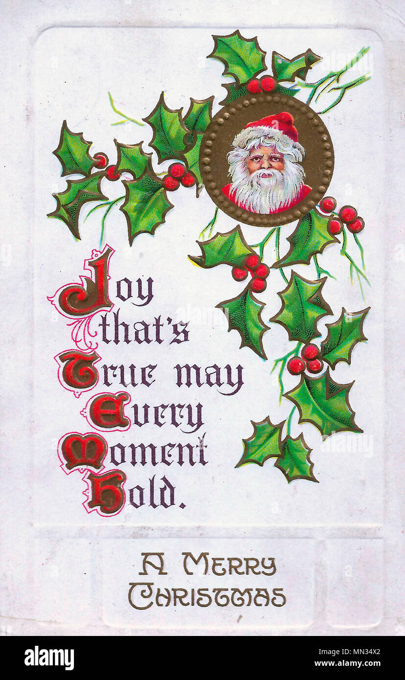 Un Joyeux Noël - Carte postale de Noël Vintage Banque D'Images
