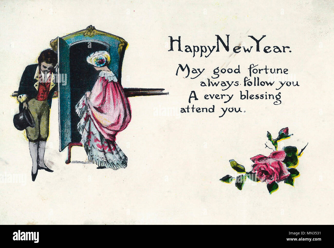 Bonne année - un Vintage Bonne année Carte Postale Banque D'Images