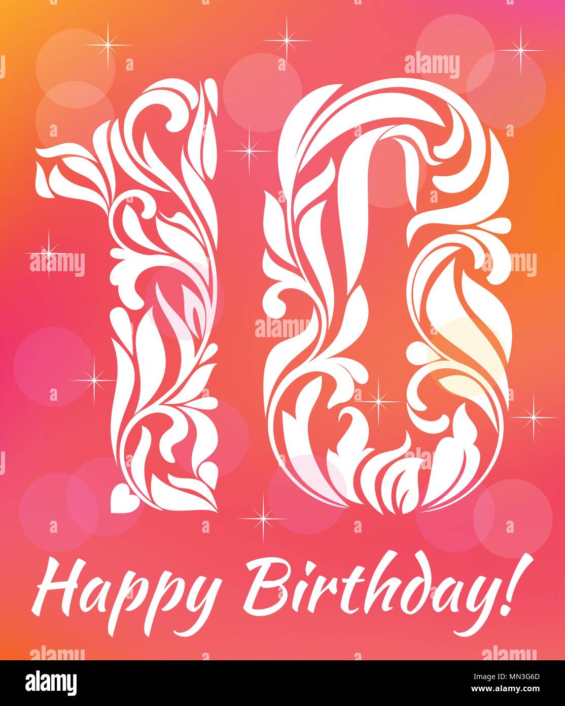 Carte De Vœux Brillant Modele D Invitation Celebrer 10 Ans Anniversaire Police Decorative Avec Tourbillons Et Elements Floraux Image Vectorielle Stock Alamy