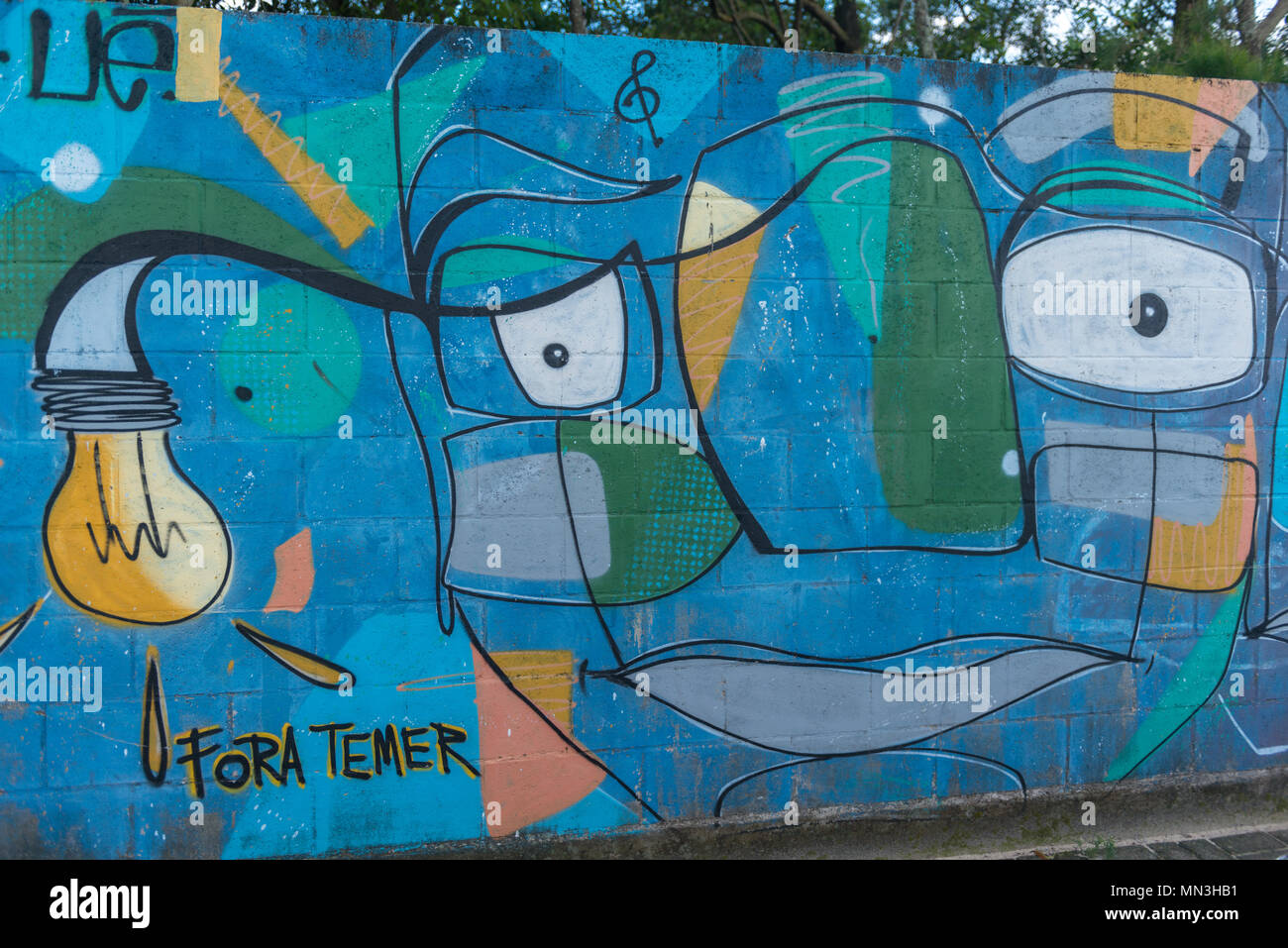 Art Graffiti sur un mur à Campeche, Florianópolis, Santa Catarina, Brésil, Amérique Latine Banque D'Images
