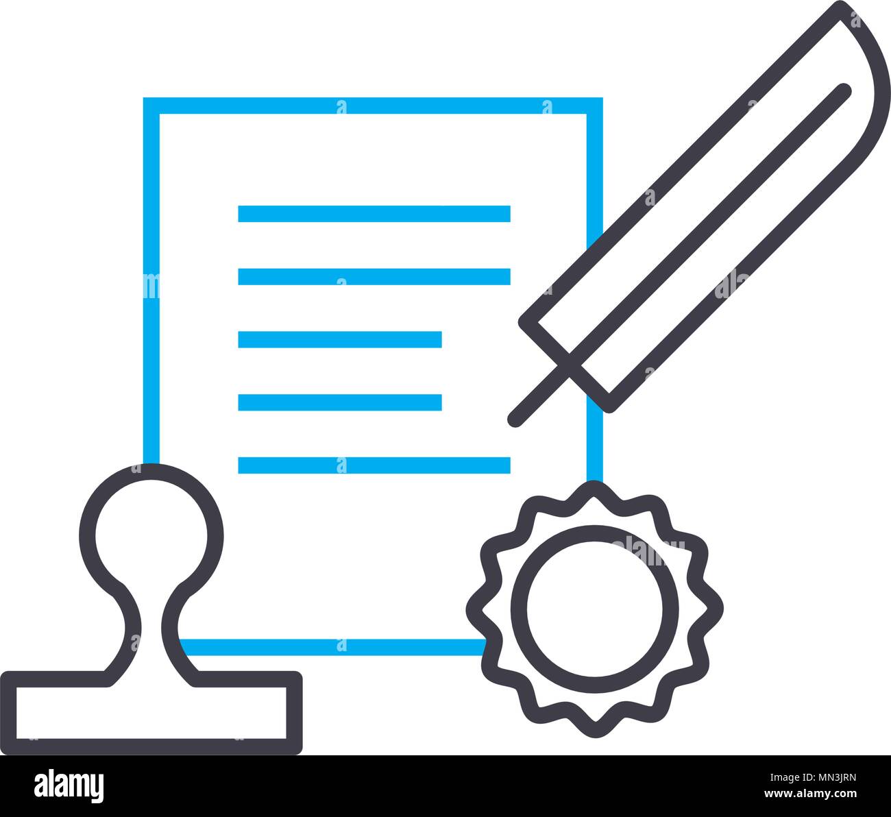 Conclusion du contrat l'icône vecteur ligne fine avc. Conclusion du contrat contours illustration, affiche, symbole linéaire concept. Illustration de Vecteur