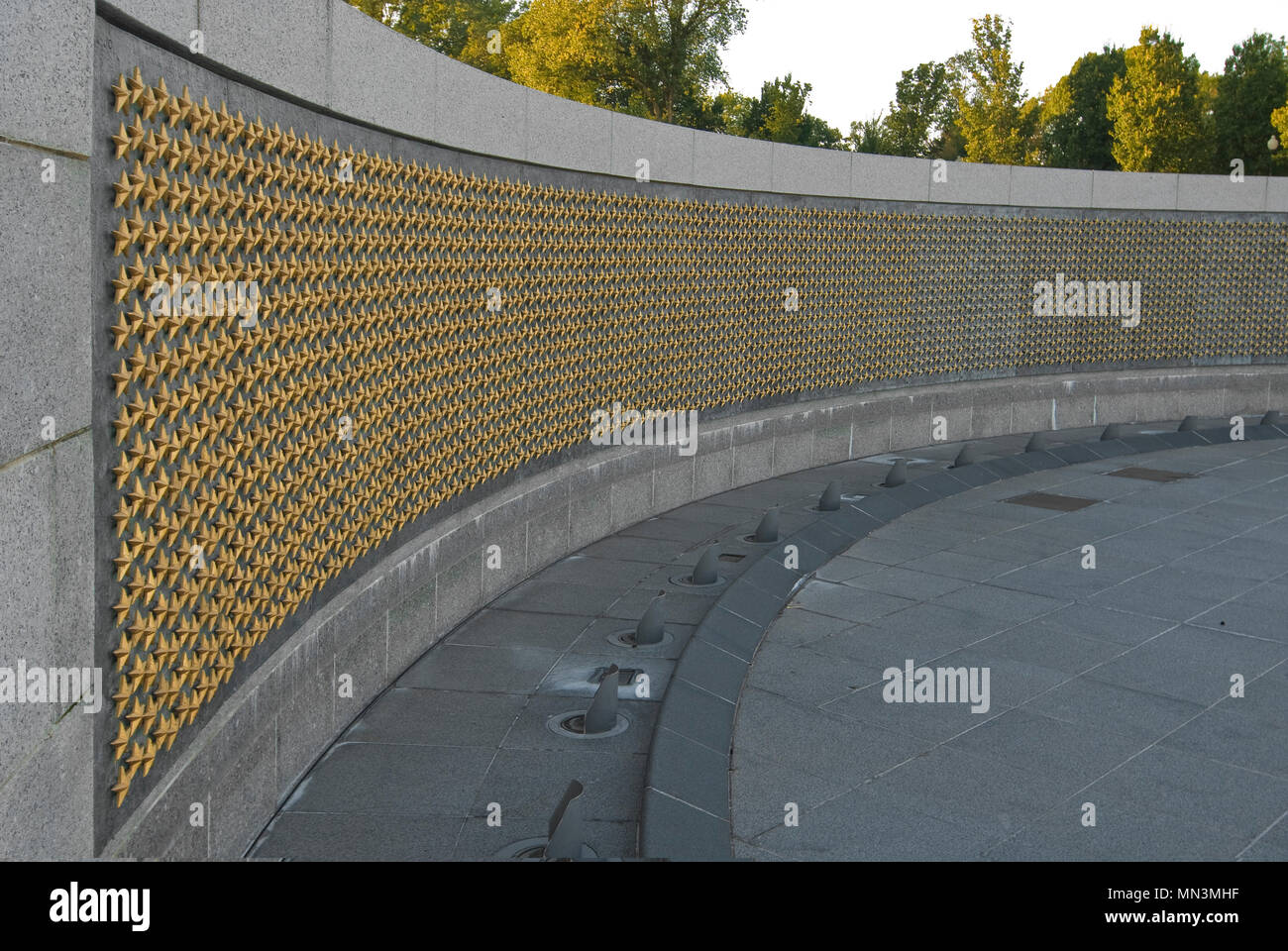 Les Étoiles d'or au World War II Memorial à Washington DC . Chaque étoile d'or 1000 reppresents où soldats américains tués dans la guerre. Il y ar Banque D'Images